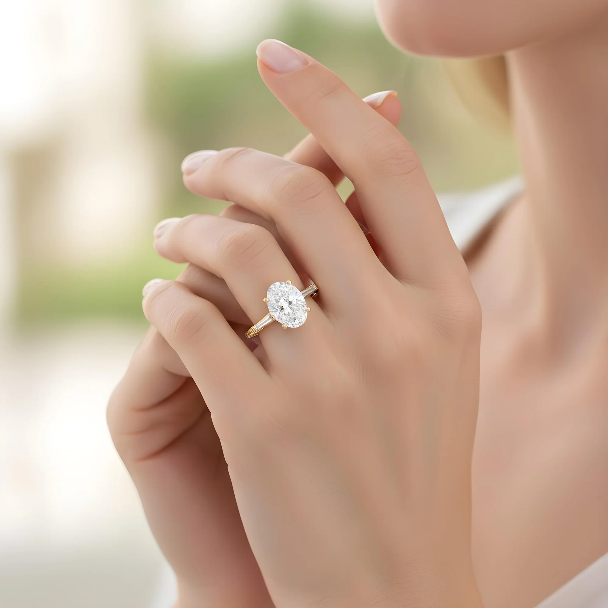 18K White Gold 4.35ct Oval Cut Diamond Engagement Ring 5.11ctw - Image 8