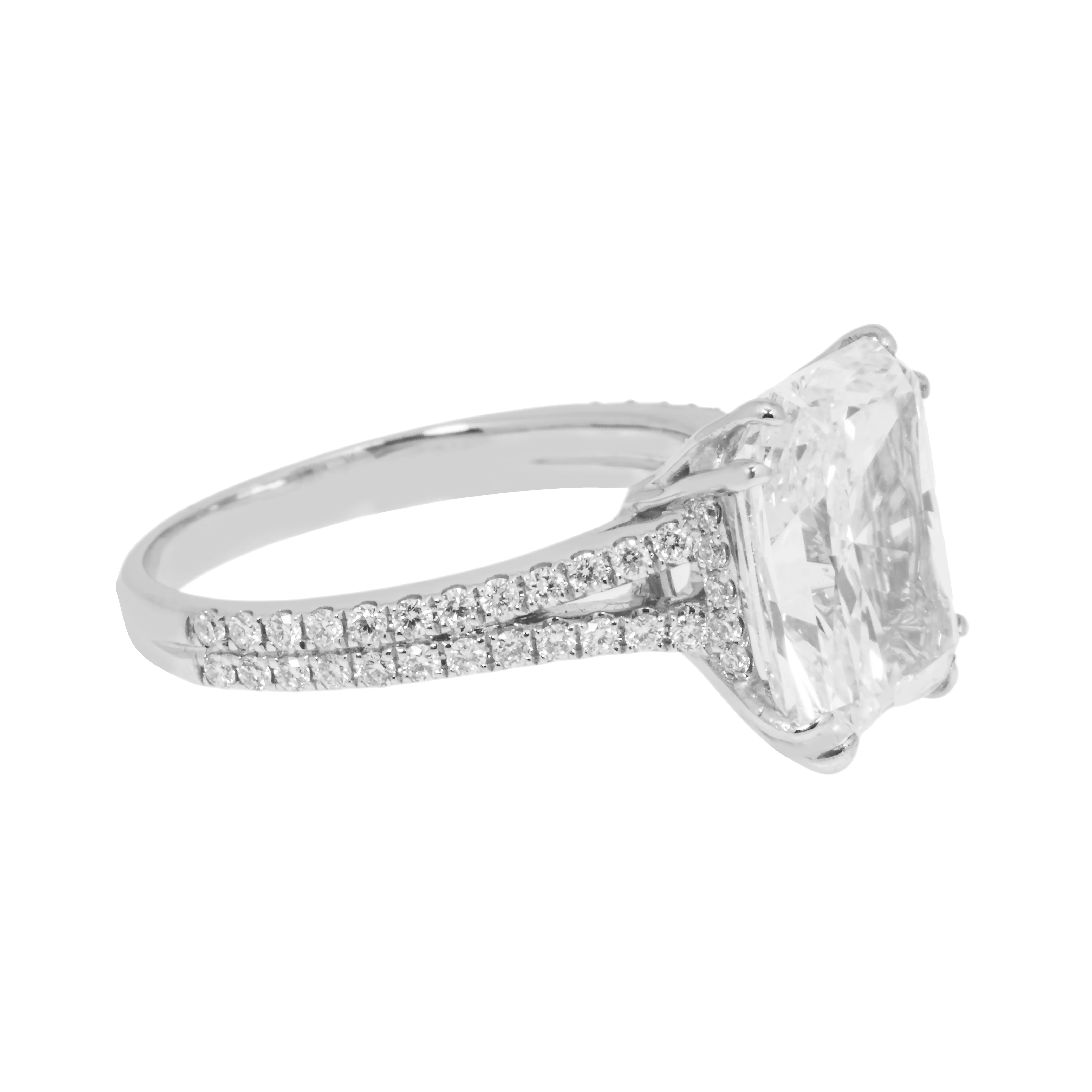 18K White Gold 4.41ct Elongated Cushion Cut Diamond Engagement Ring - Image 5