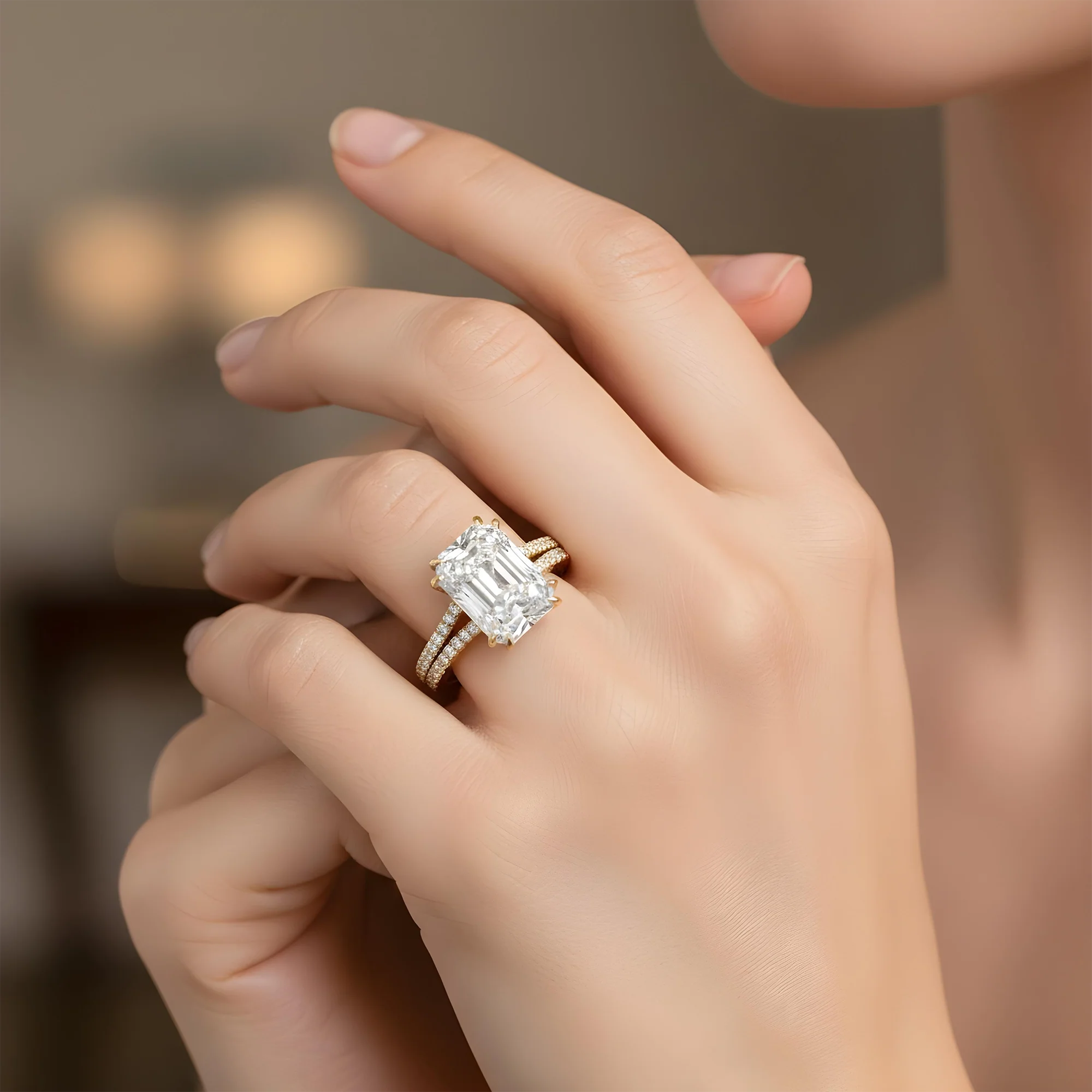 18K White Gold 4.41ct Elongated Cushion Cut Diamond Engagement Ring - Image 7