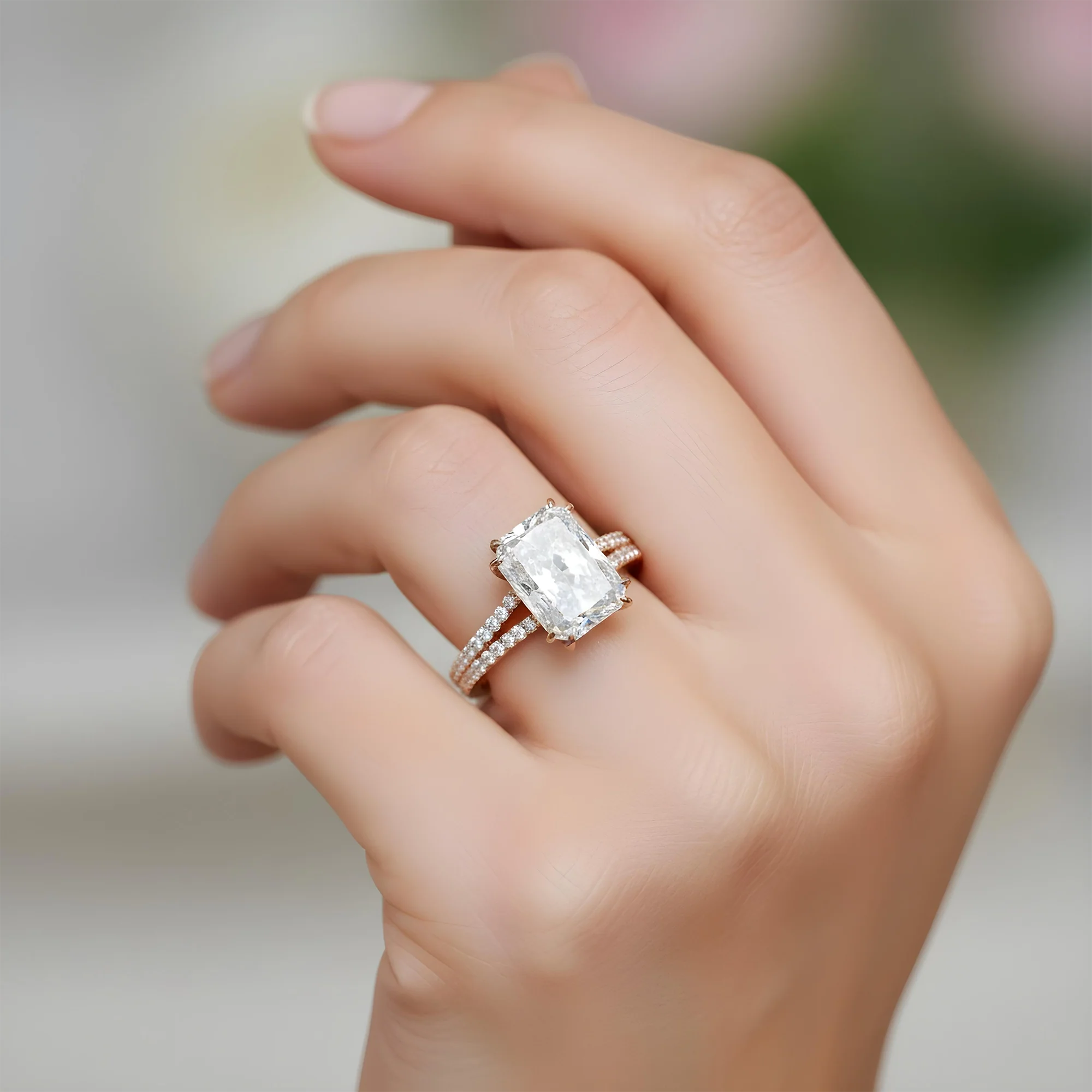 18K White Gold 4.41ct Elongated Cushion Cut Diamond Engagement Ring - Image 9