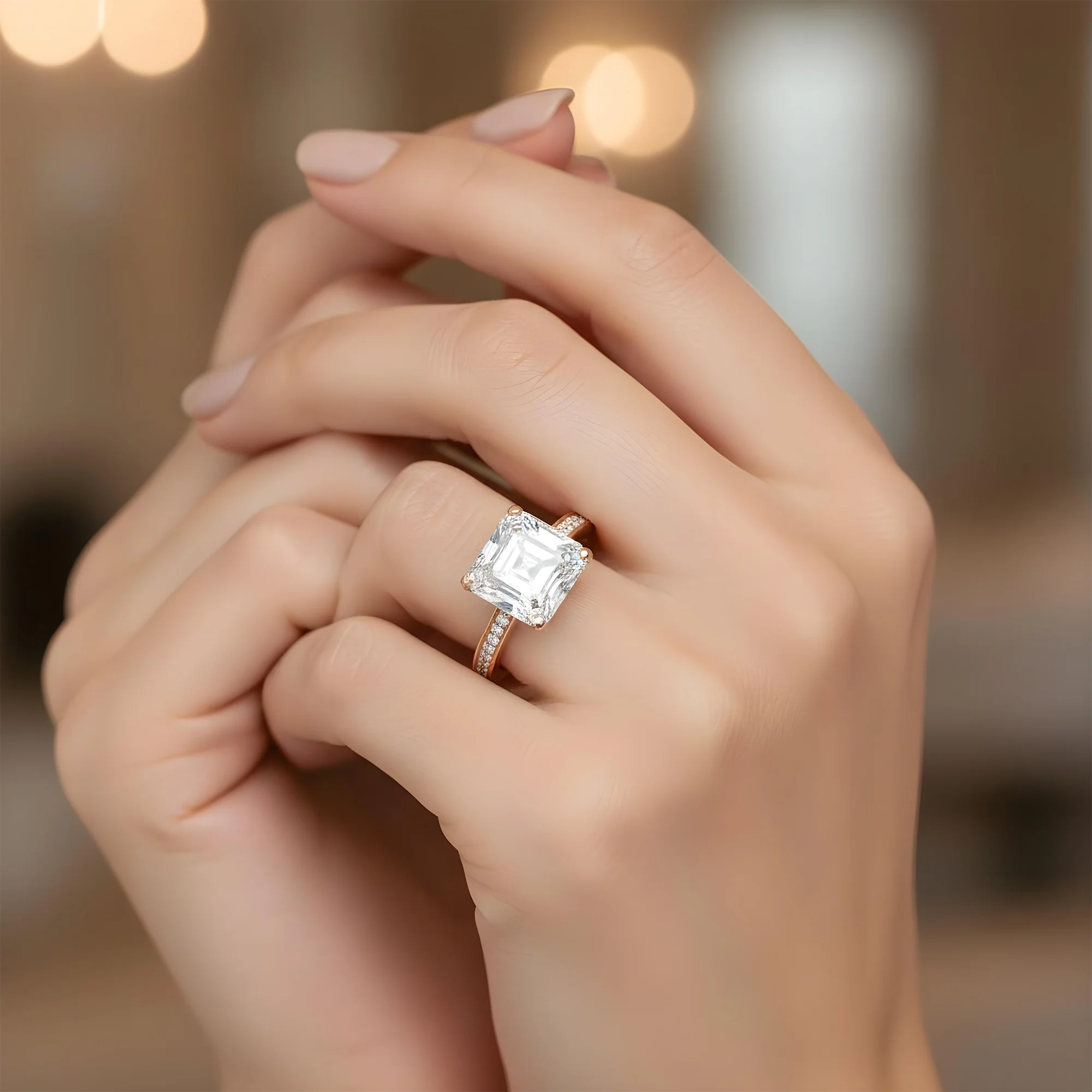 18K White Gold 4.42ct Asscher Cut Diamond Engagement Ring 4.61ctw - Image 10