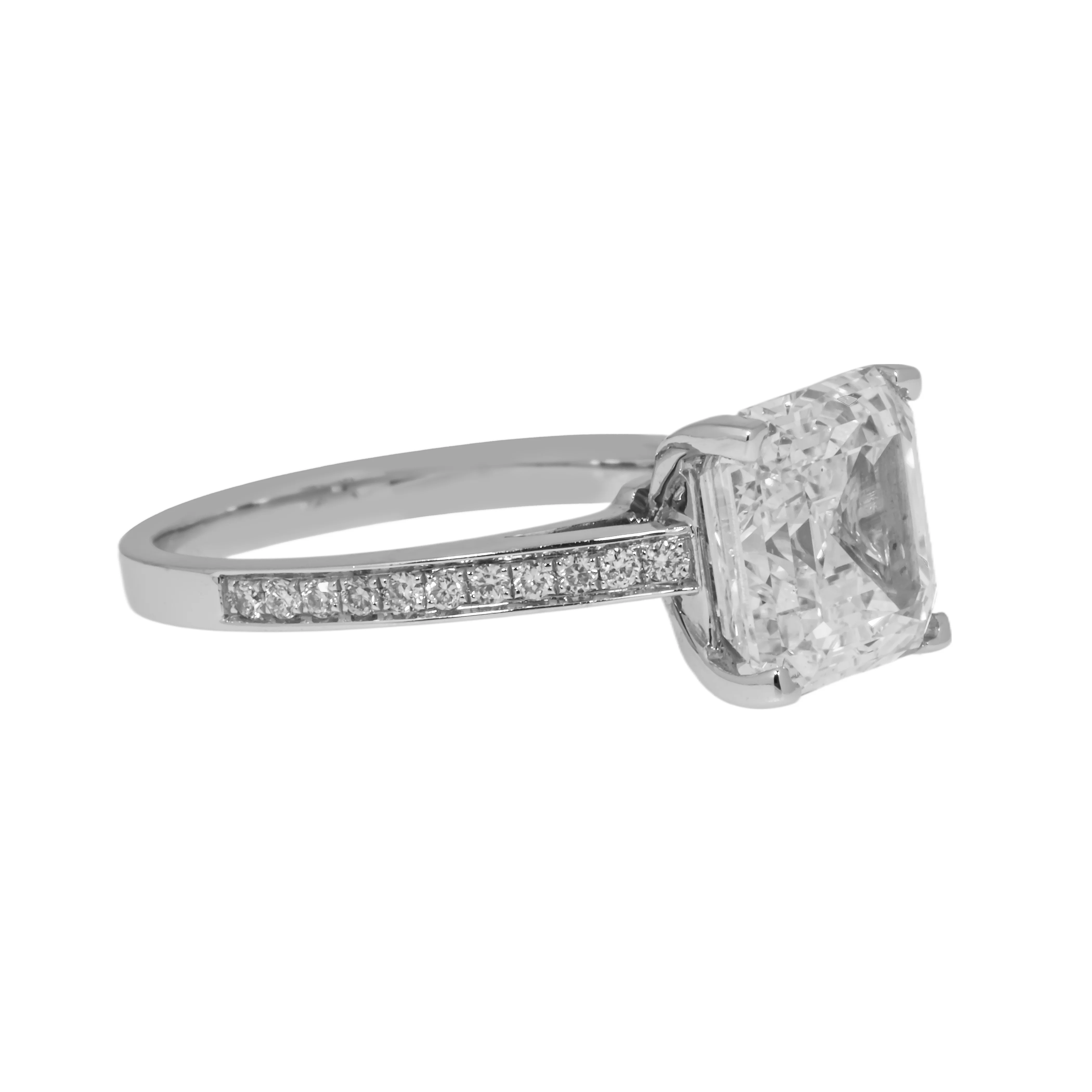 18K White Gold 4.42ct Asscher Cut Diamond Engagement Ring 4.61ctw - Image 4