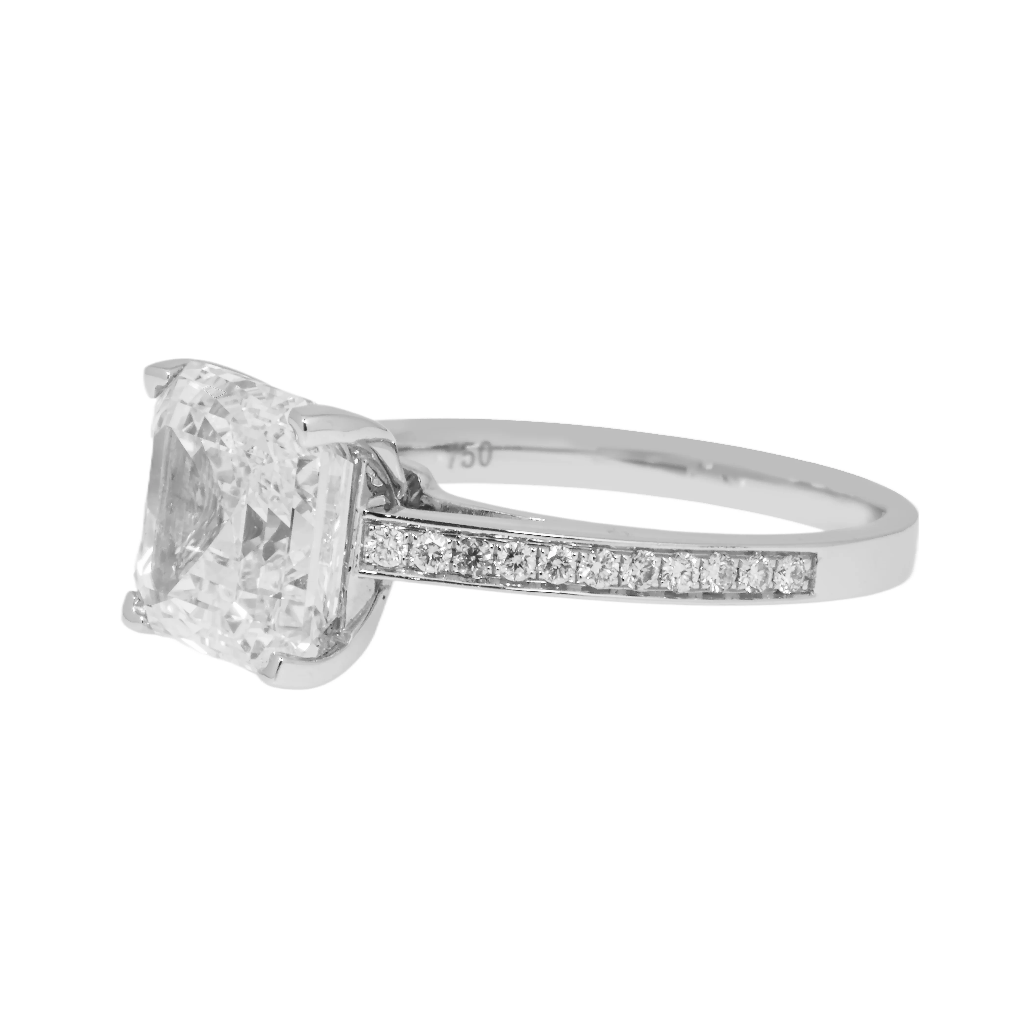 18K White Gold 4.42ct Asscher Cut Diamond Engagement Ring 4.61ctw - Image 6