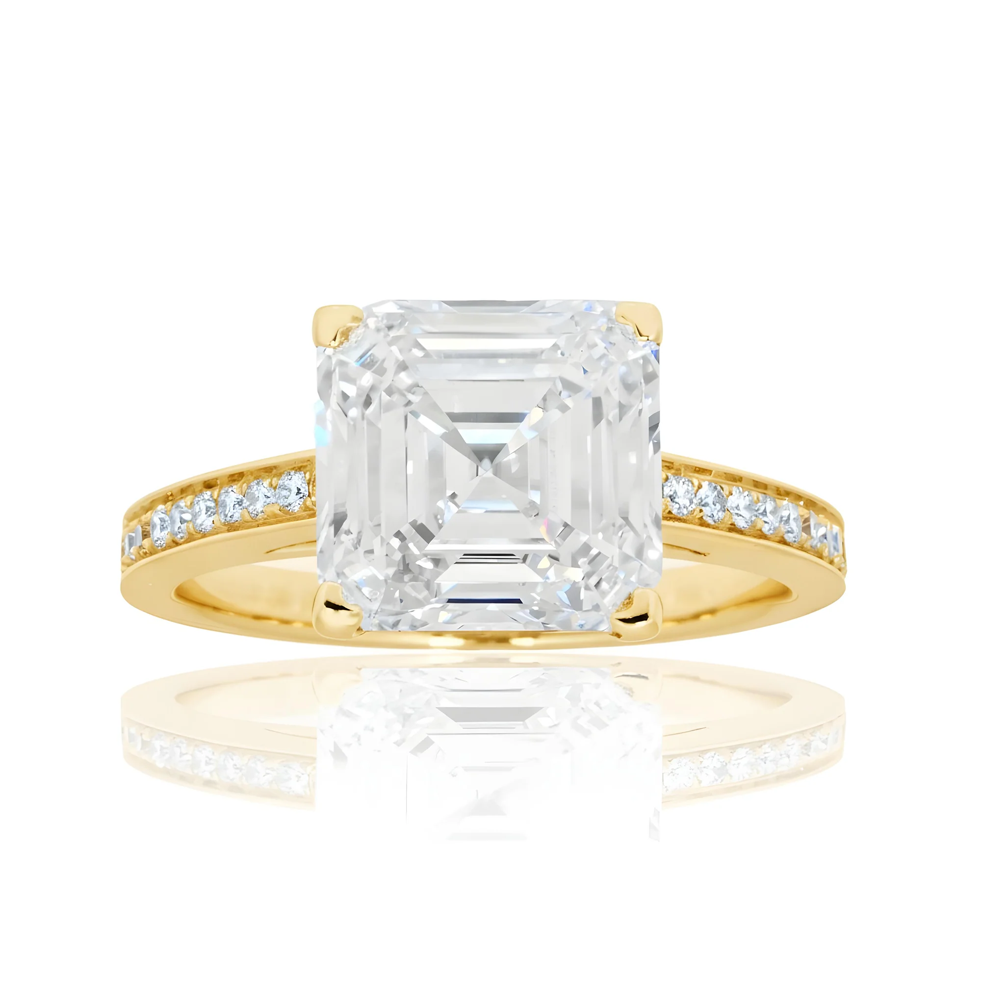 18K White Gold 4.42ct Asscher Cut Diamond Engagement Ring 4.61ctw - Image 7