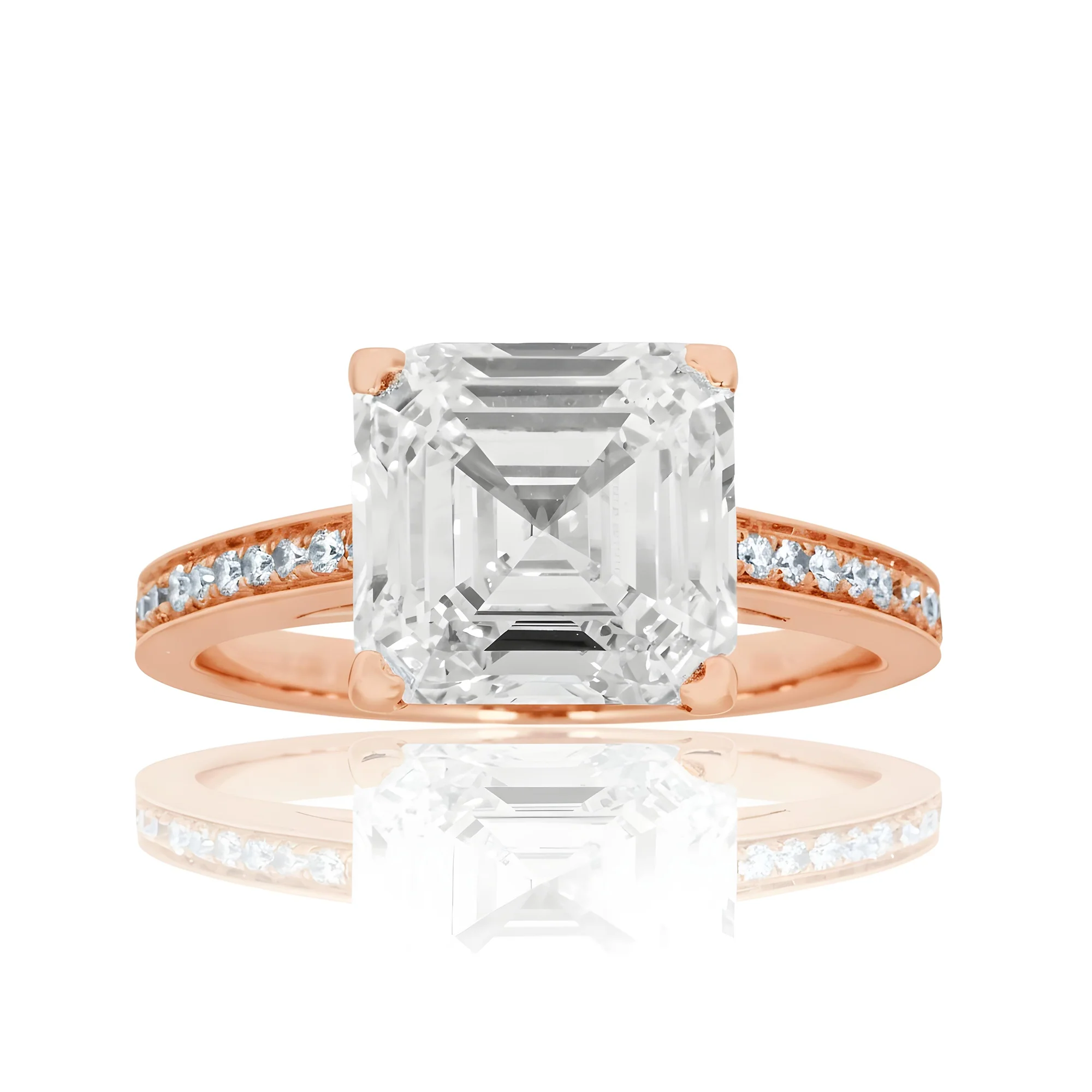 18K White Gold 4.42ct Asscher Cut Diamond Engagement Ring 4.61ctw - Image 9