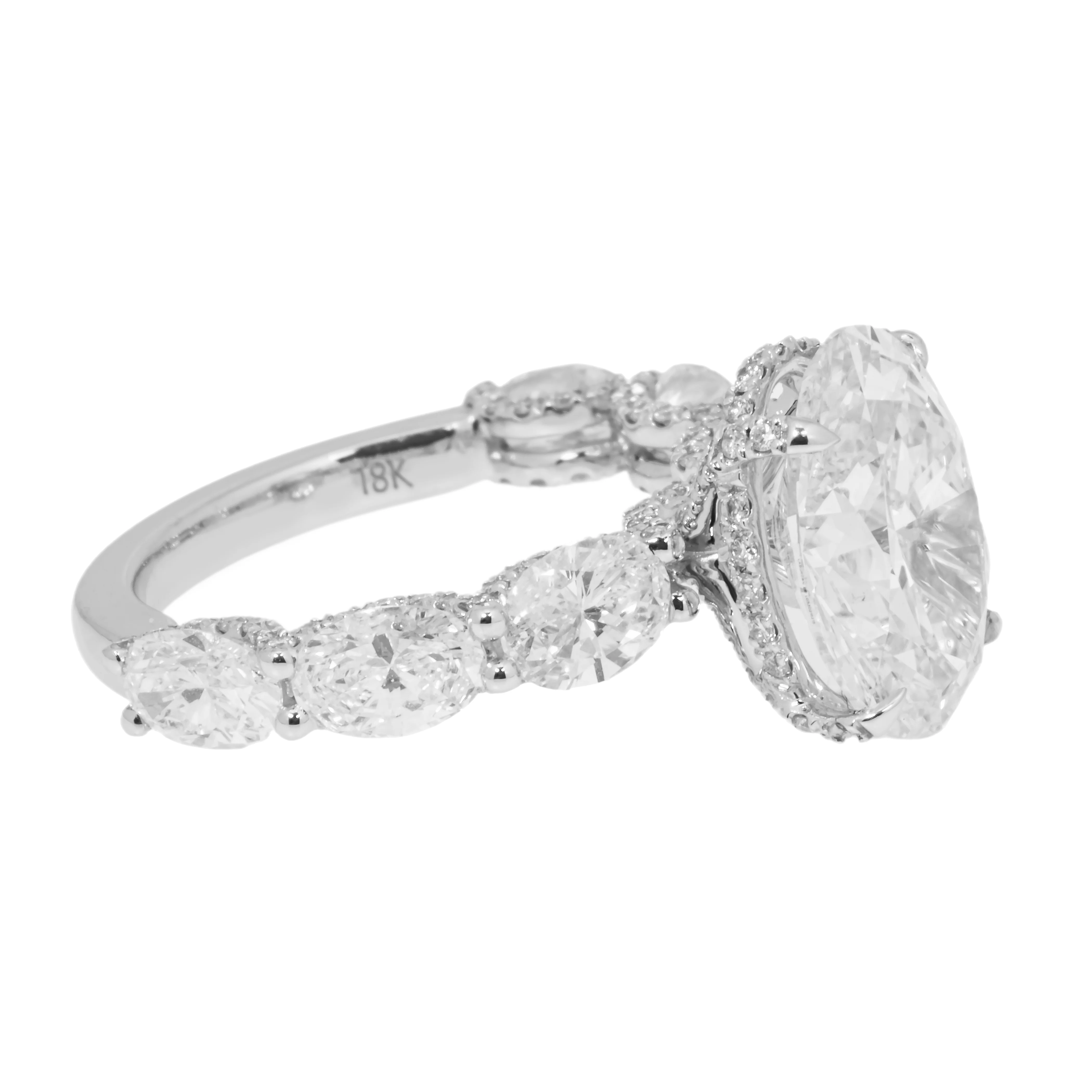 18K White Gold 4.51ct Oval Cut Diamond Engagement Ring 7.86ctw - Image 4