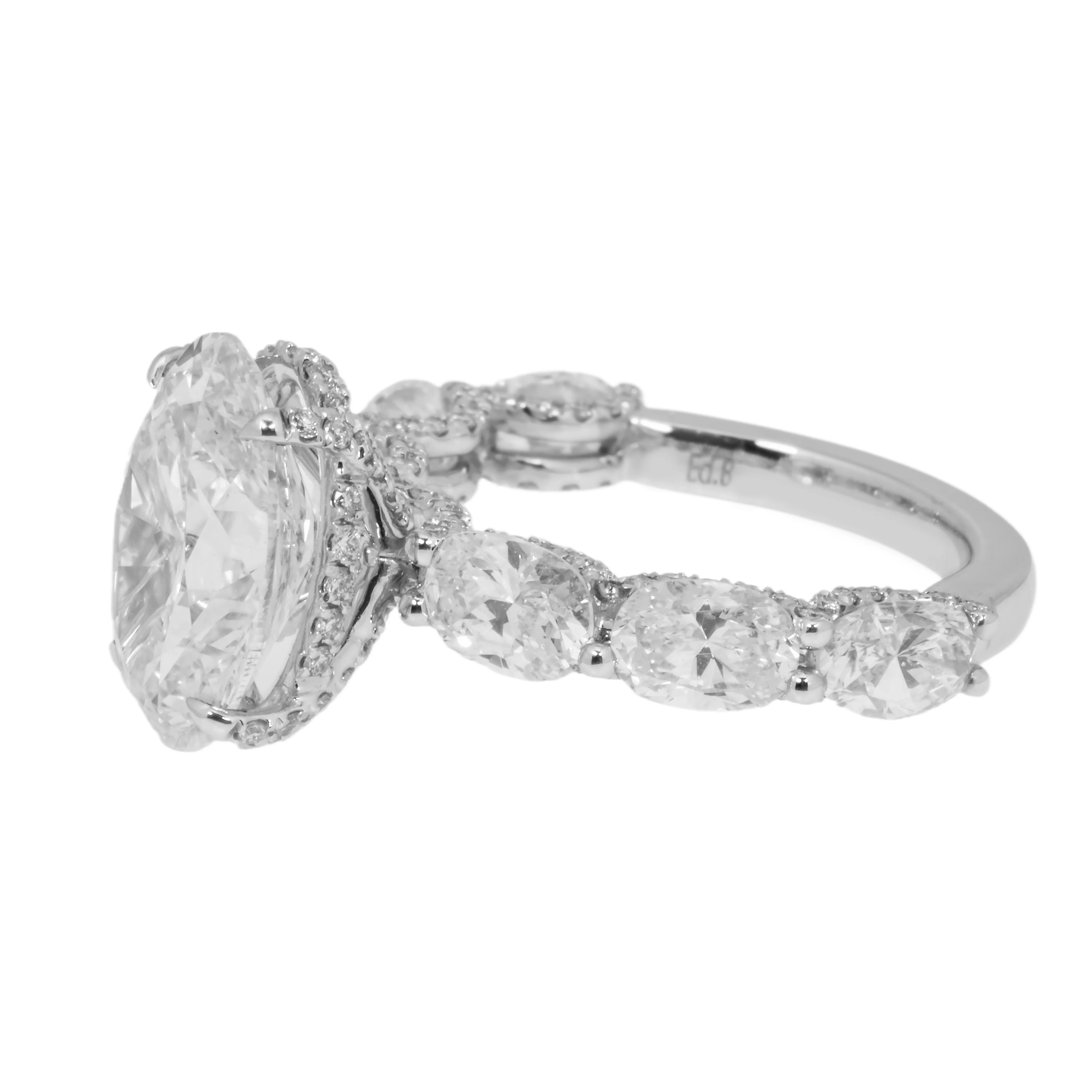 18K White Gold 4.51ct Oval Cut Diamond Engagement Ring 7.86ctw - Image 6
