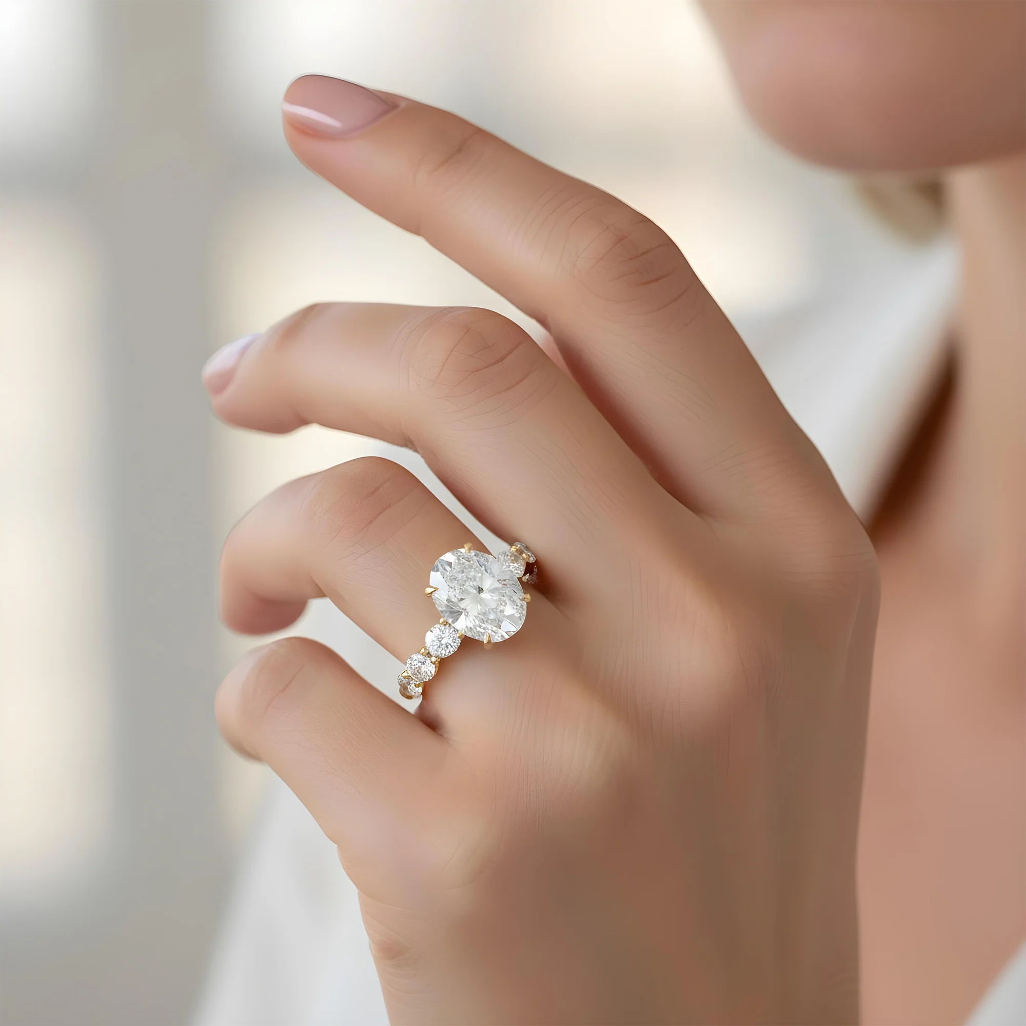 18K White Gold 4.51ct Oval Cut Diamond Engagement Ring 7.86ctw - Image 8