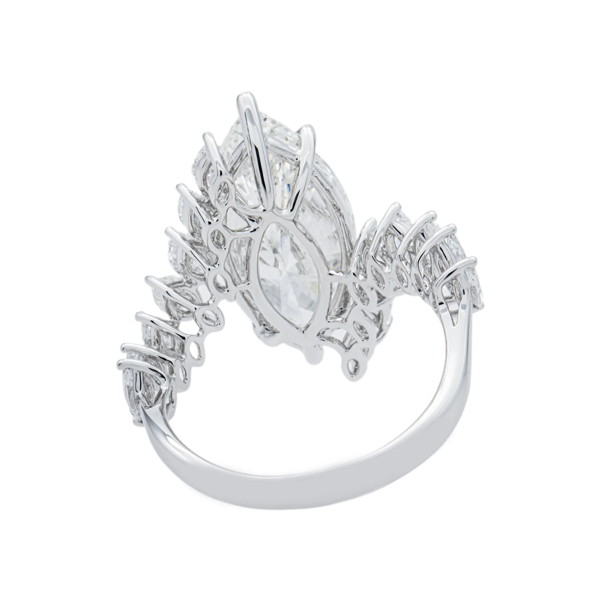 18K White Gold 4.60ct Marquise Diamond Engagement Ring 5.55ctw - Image 4