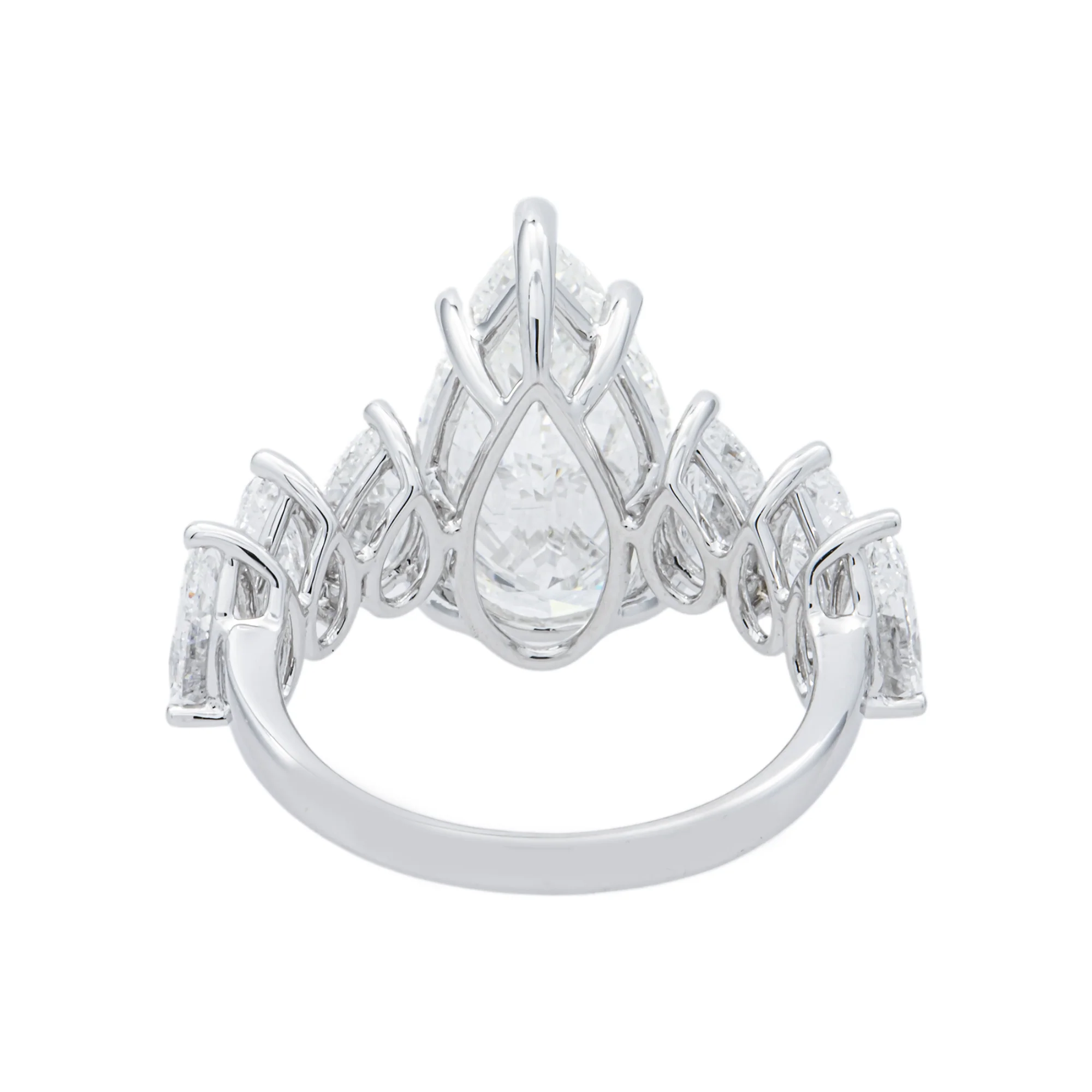 18K White Gold 4.63ct Pear Diamond Engagement Ring 7.14ctw - Image 4