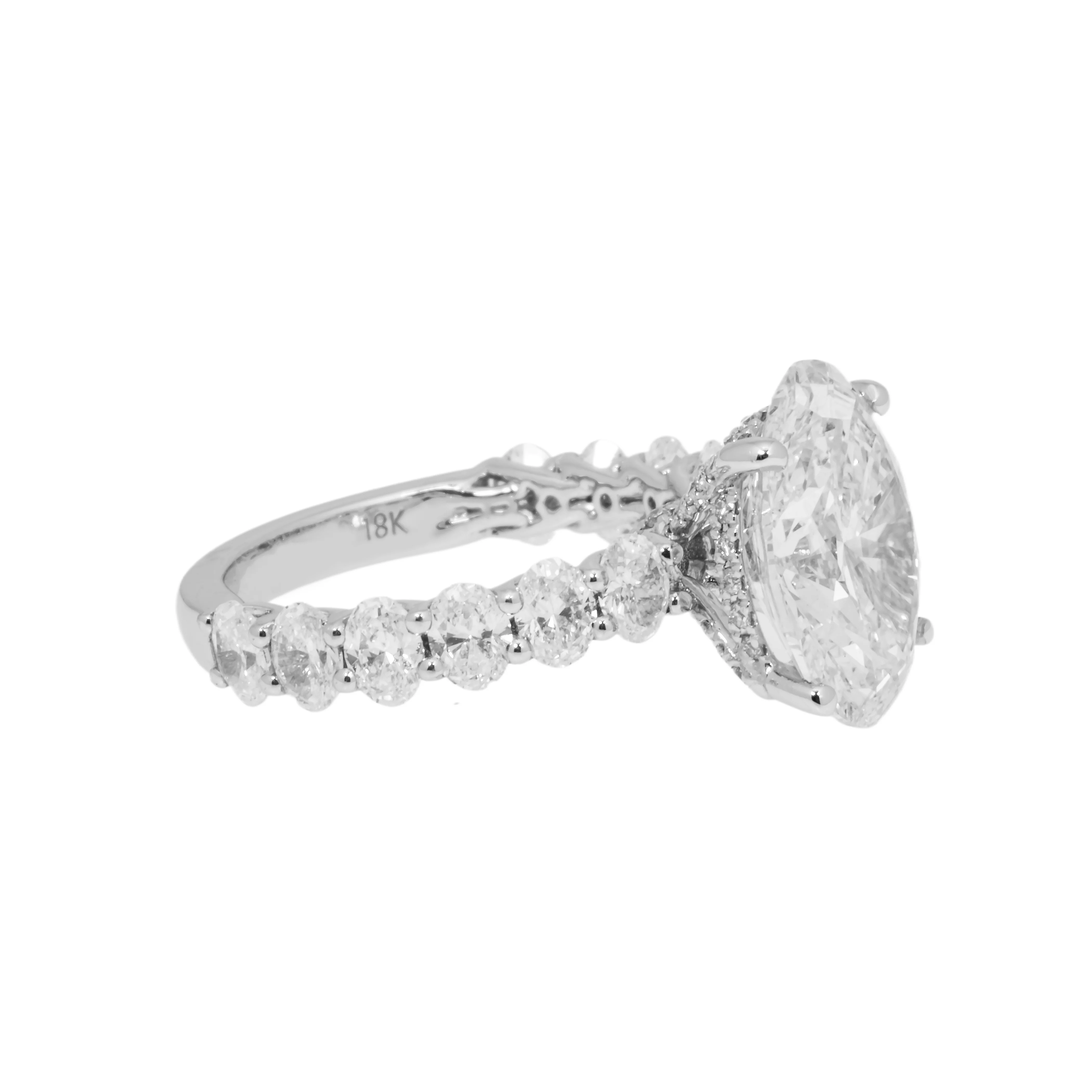 18K White Gold 4.73ct Oval Cut Engagement Ring 7.38ctw - Image 4