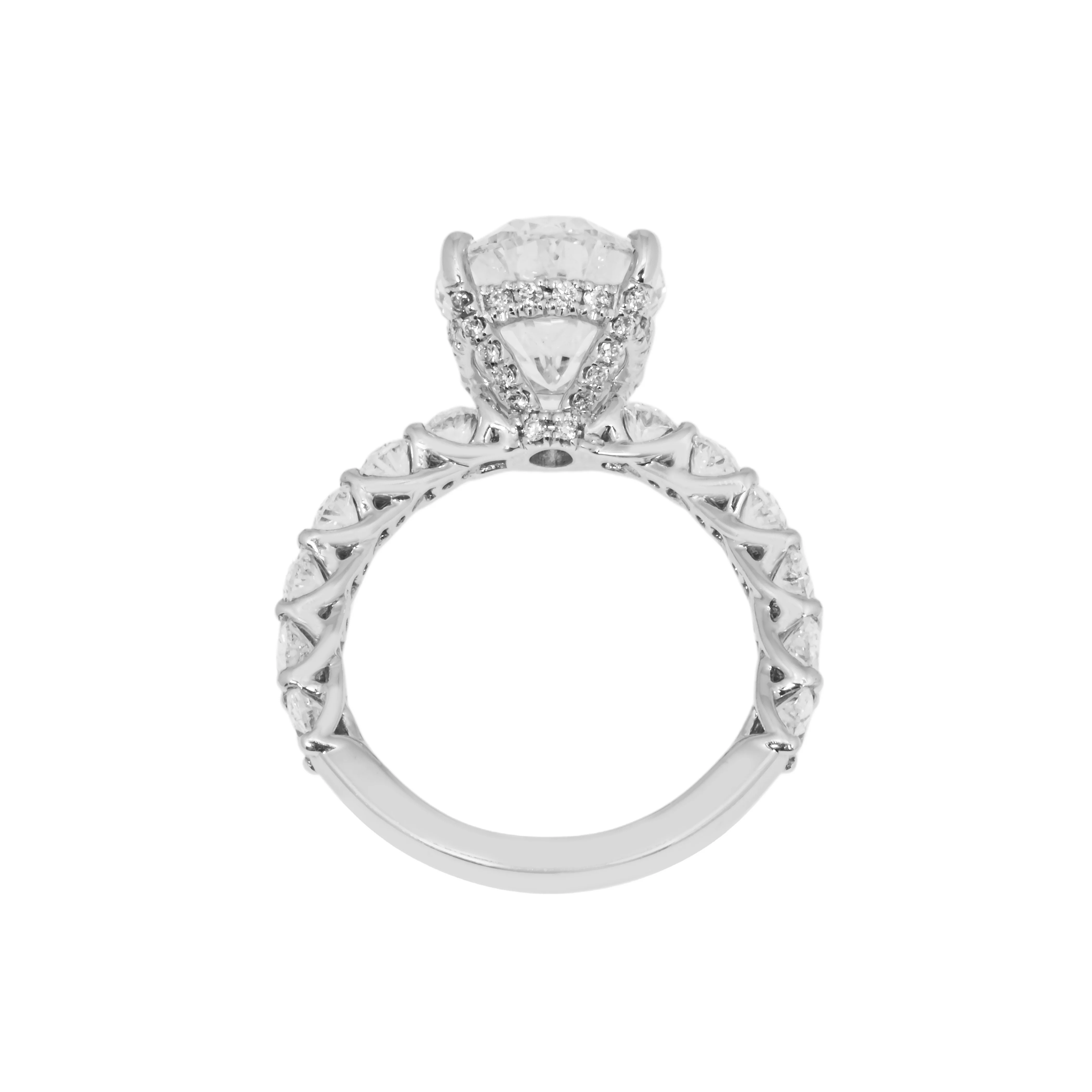 18K White Gold 4.73ct Oval Cut Engagement Ring 7.38ctw - Image 5