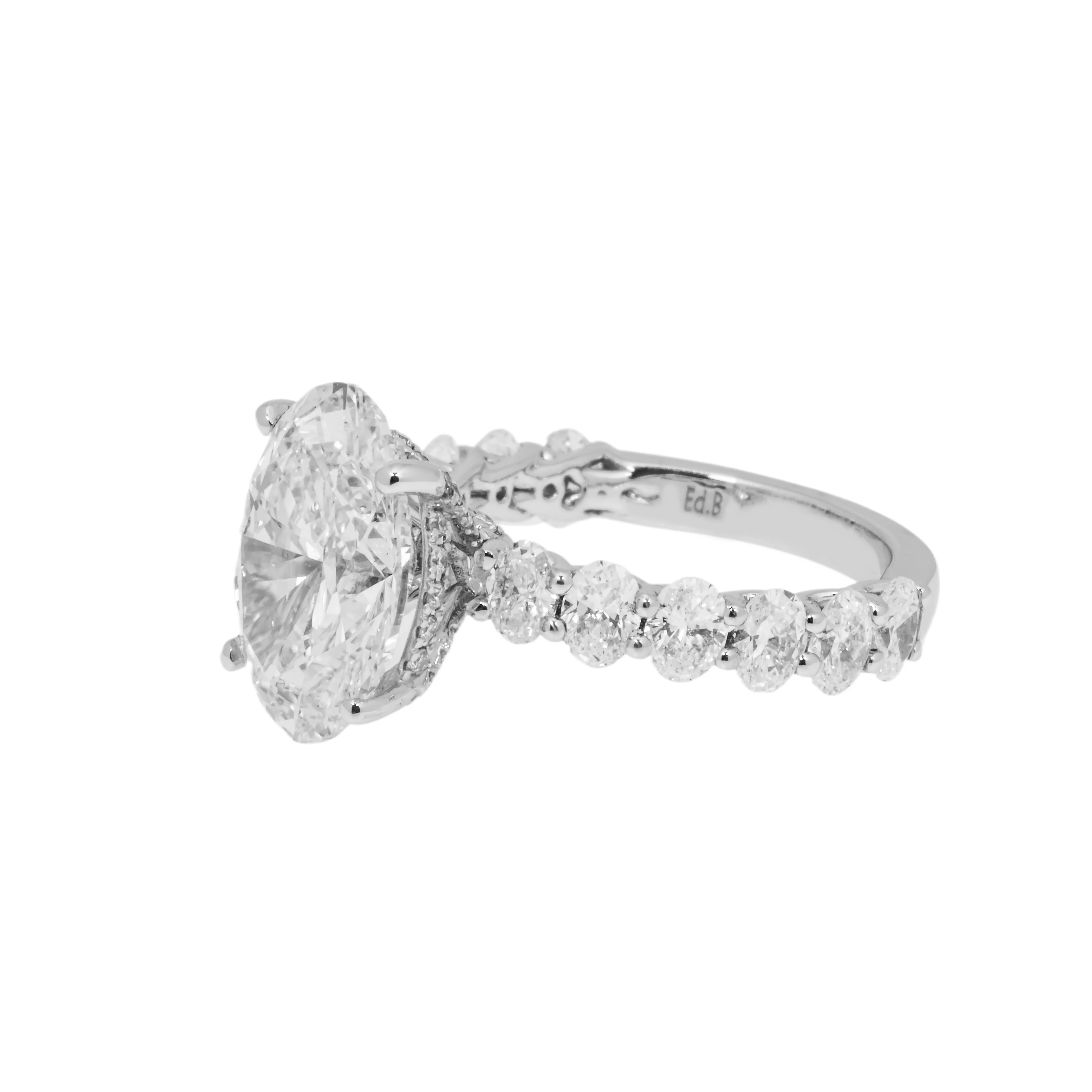 18K White Gold 4.73ct Oval Cut Engagement Ring 7.38ctw - Image 6