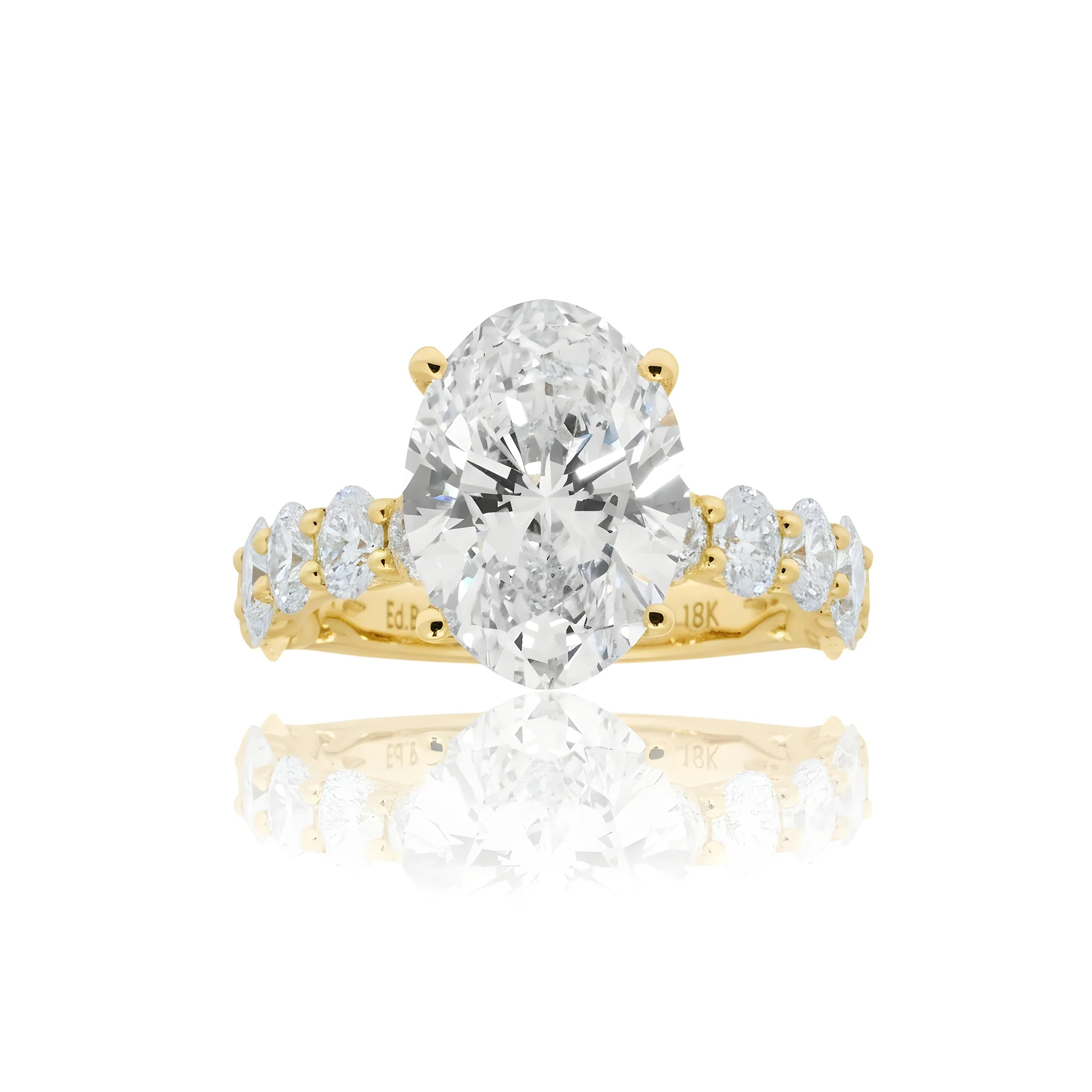 18K White Gold 4.73ct Oval Cut Engagement Ring 7.38ctw - Image 7