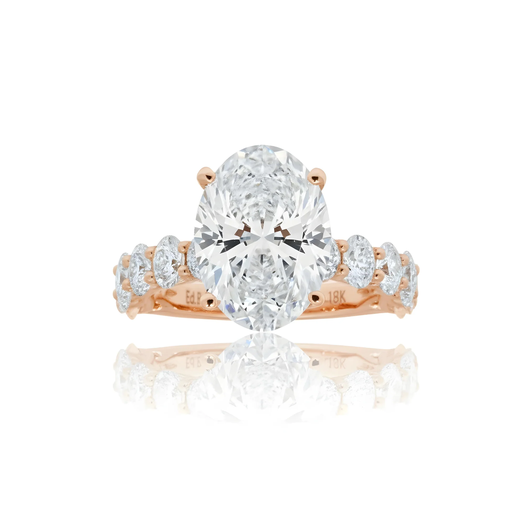 18K White Gold 4.73ct Oval Cut Engagement Ring 7.38ctw - Image 9