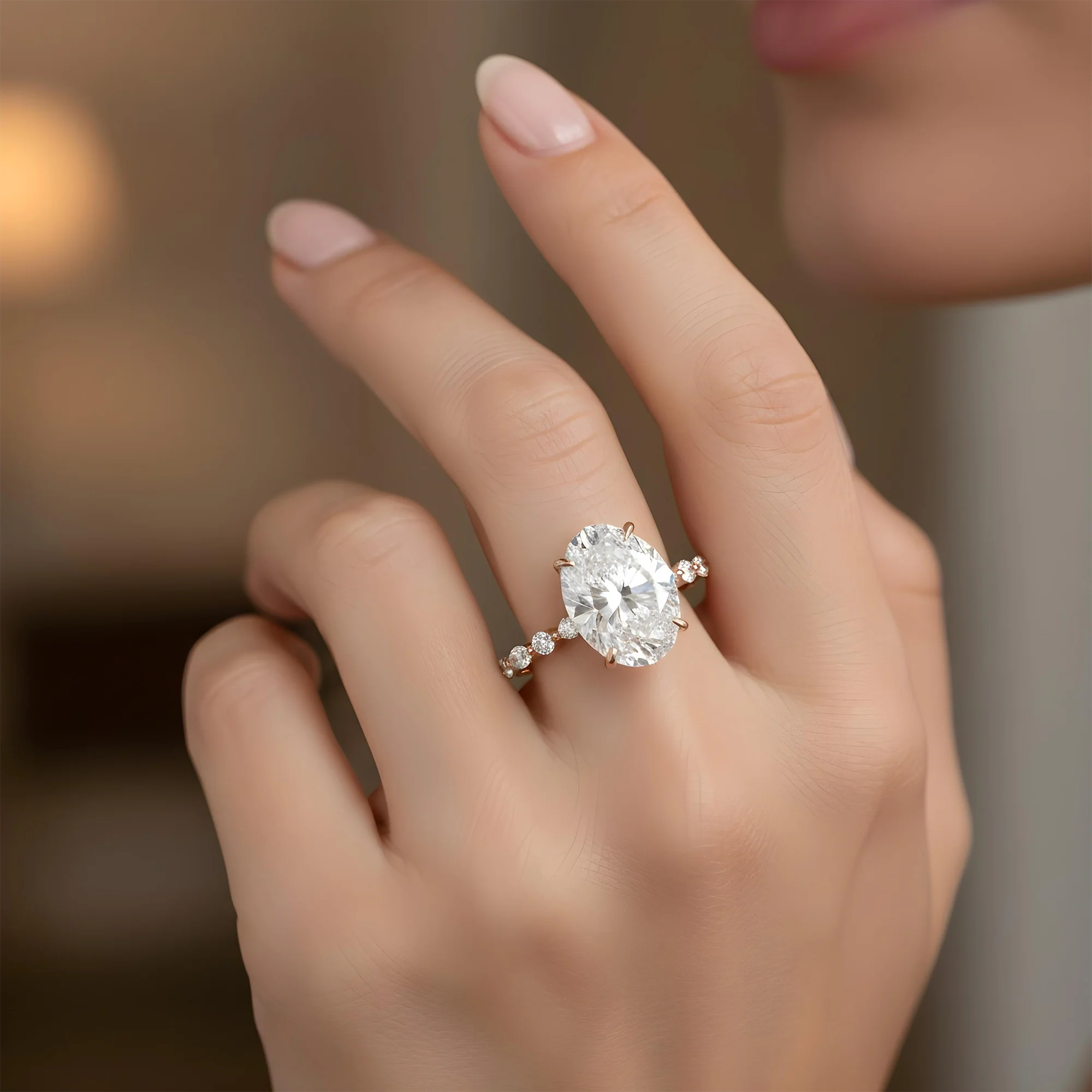 GIA 18K White Gold 4ct Oval Cut Diamond Engagement Ring 5ctw - Image 10
