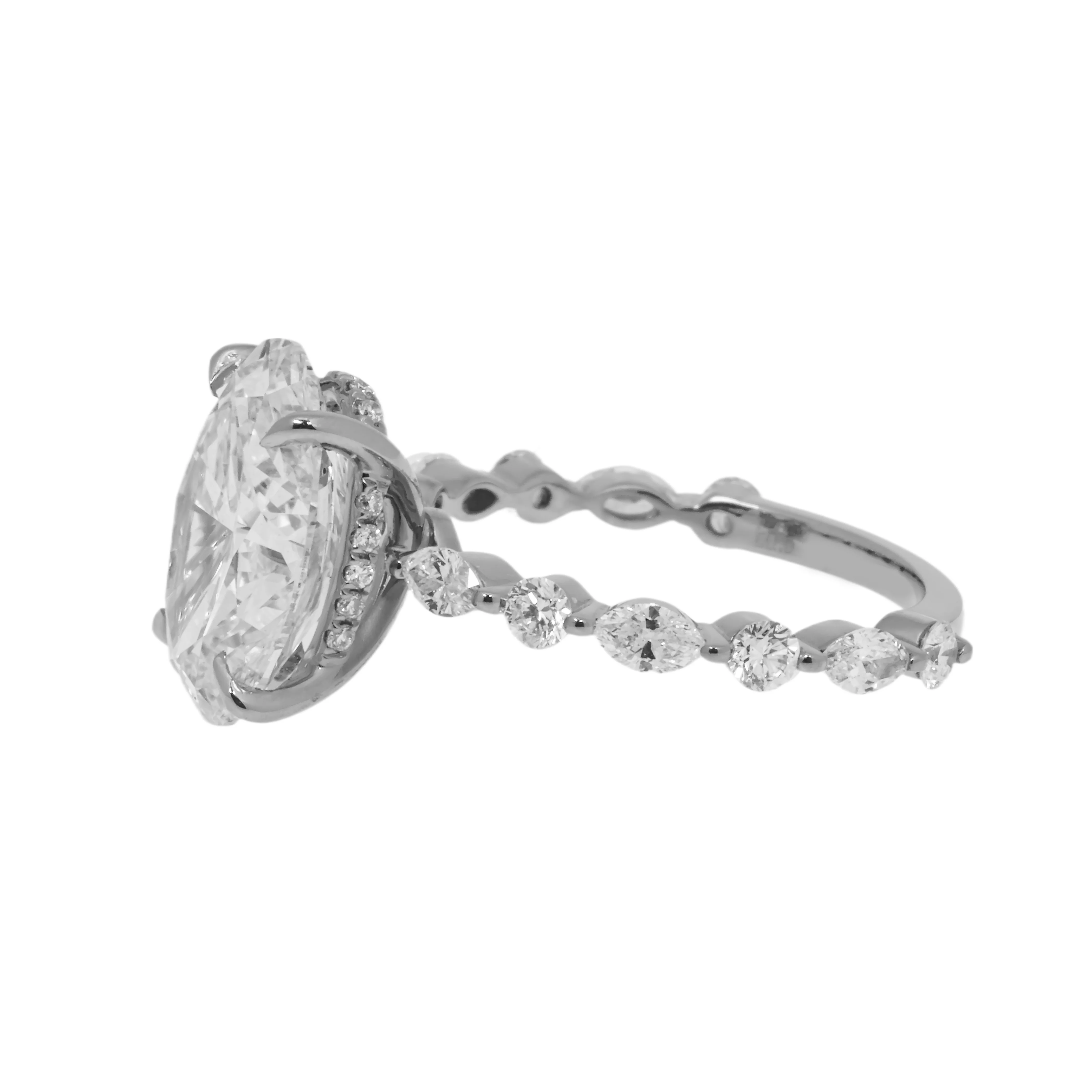 GIA 18K White Gold 4ct Oval Cut Diamond Engagement Ring 5ctw - Image 4