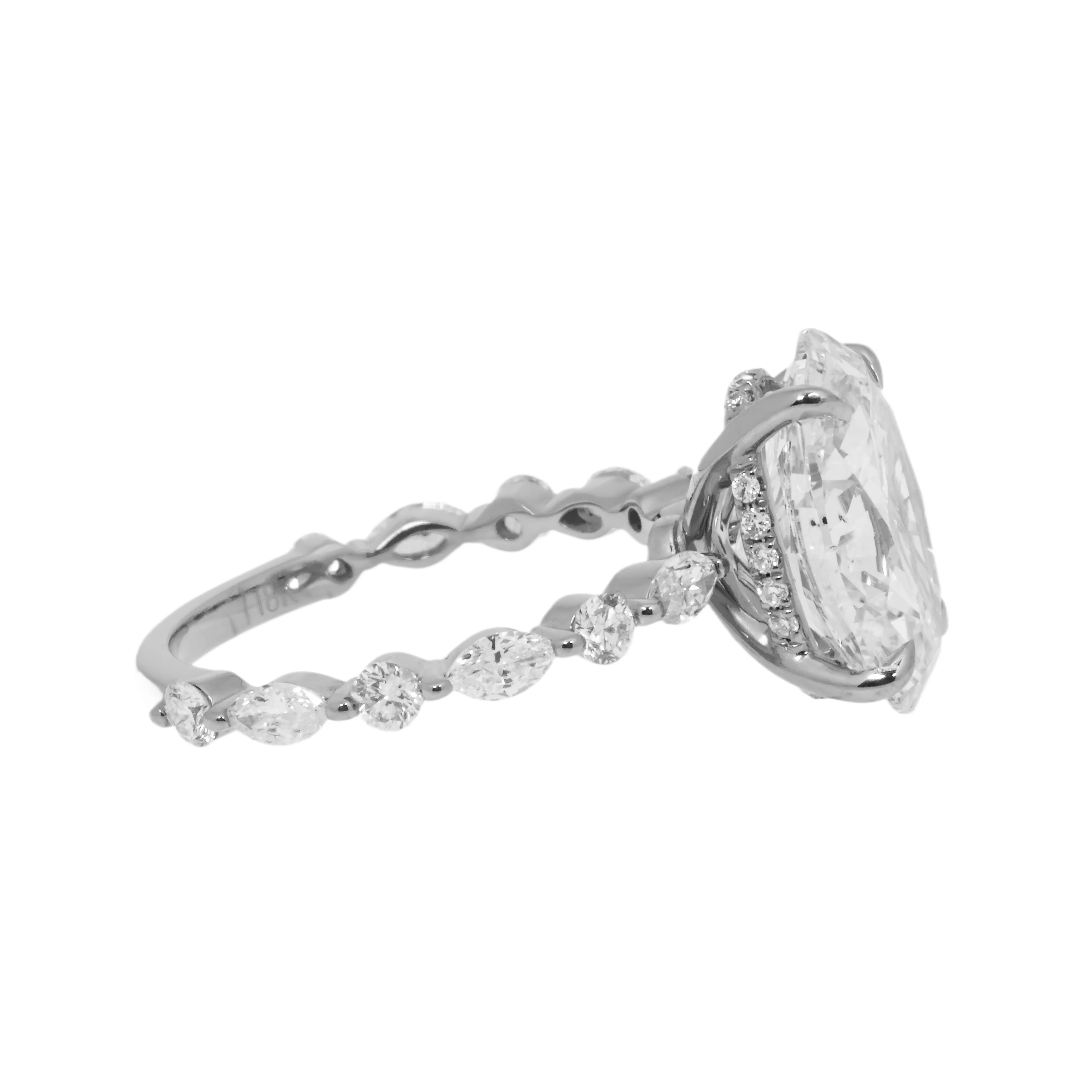 GIA 18K White Gold 4ct Oval Cut Diamond Engagement Ring 5ctw - Image 6