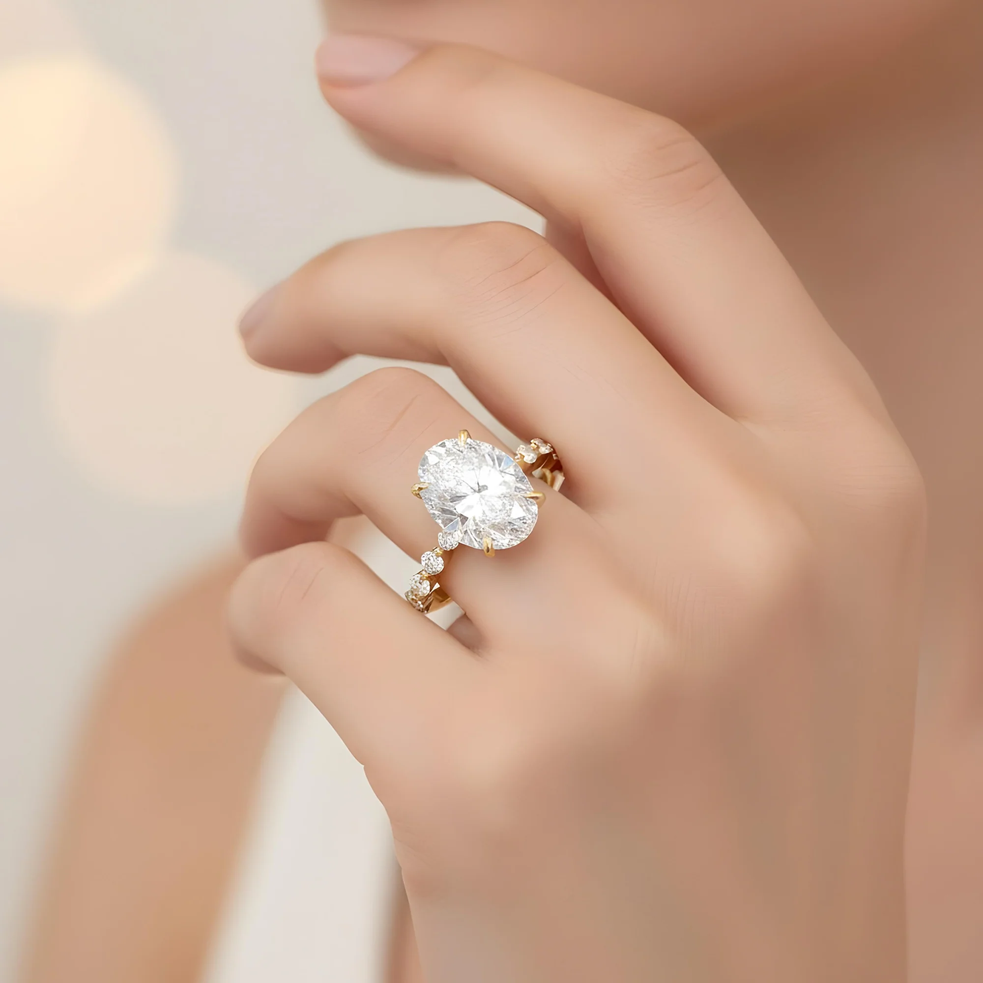 GIA 18K White Gold 4ct Oval Cut Diamond Engagement Ring 5ctw - Image 8