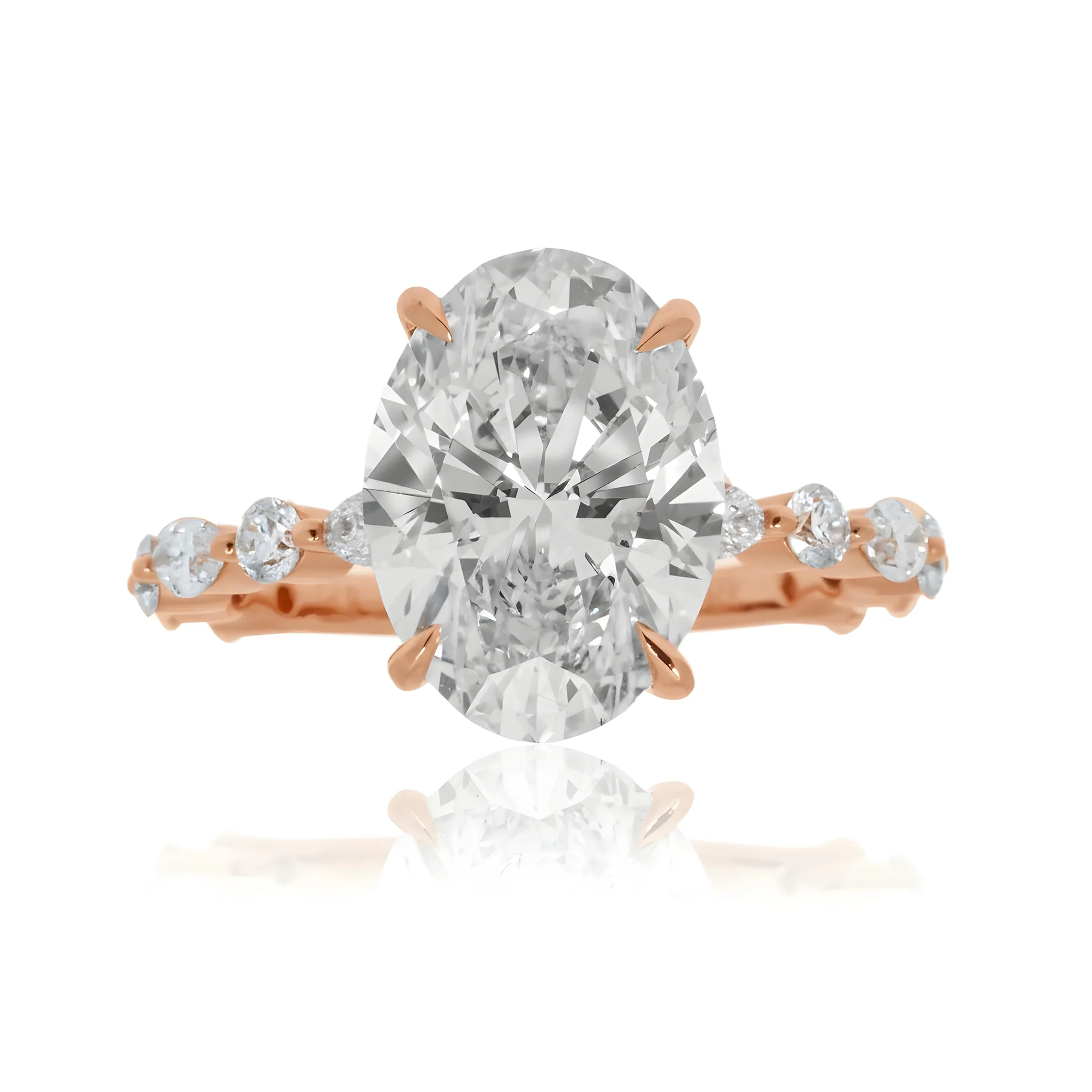 GIA 18K White Gold 4ct Oval Cut Diamond Engagement Ring 5ctw - Image 9