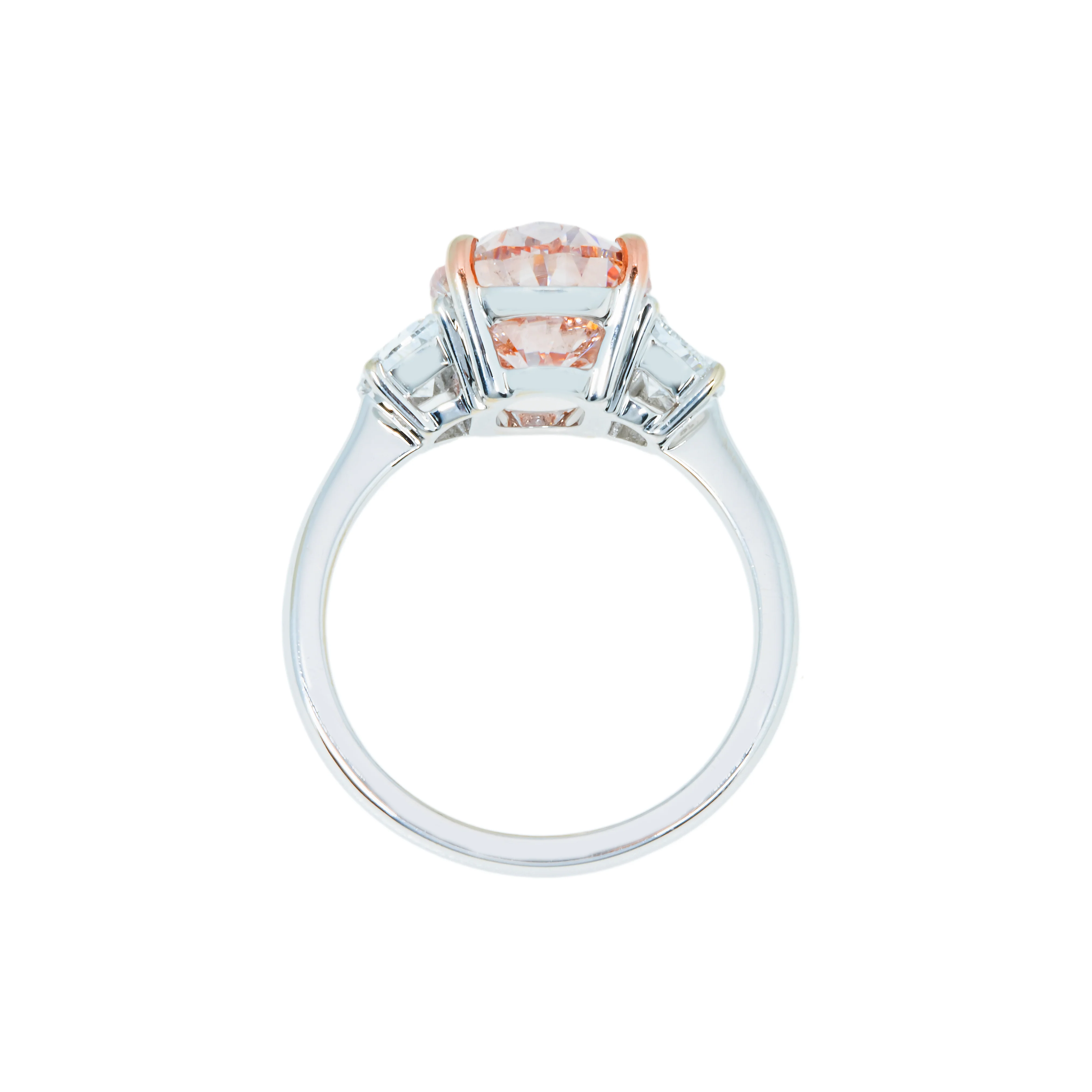 18K White Gold Oval Cut Fancy Vivid Pink Diamond Ring  4.02ctw - Image 4