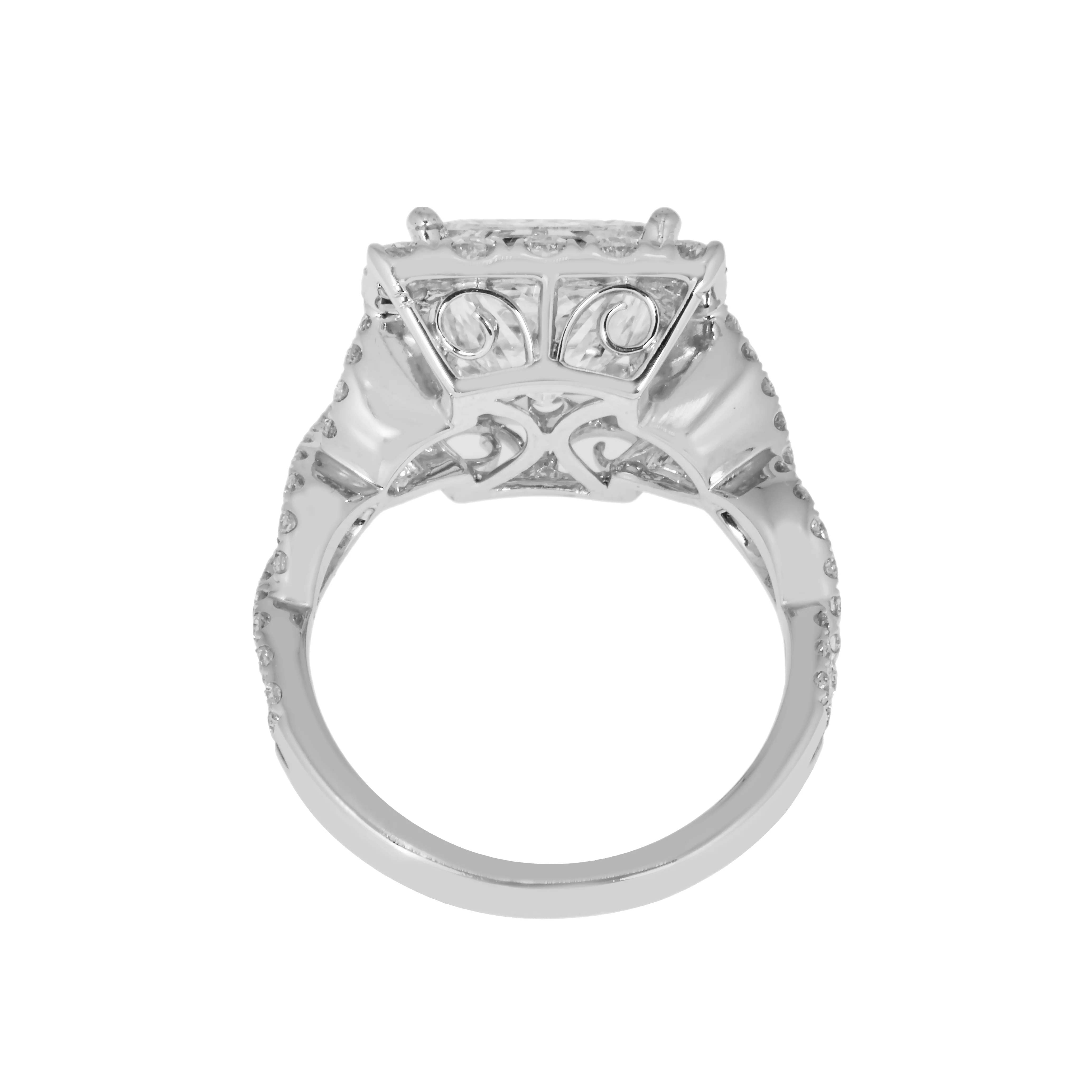 18K White Gold 4ct Princess Cut Diamond Engagement Ring w/ halo 5.32ctw - Image 4