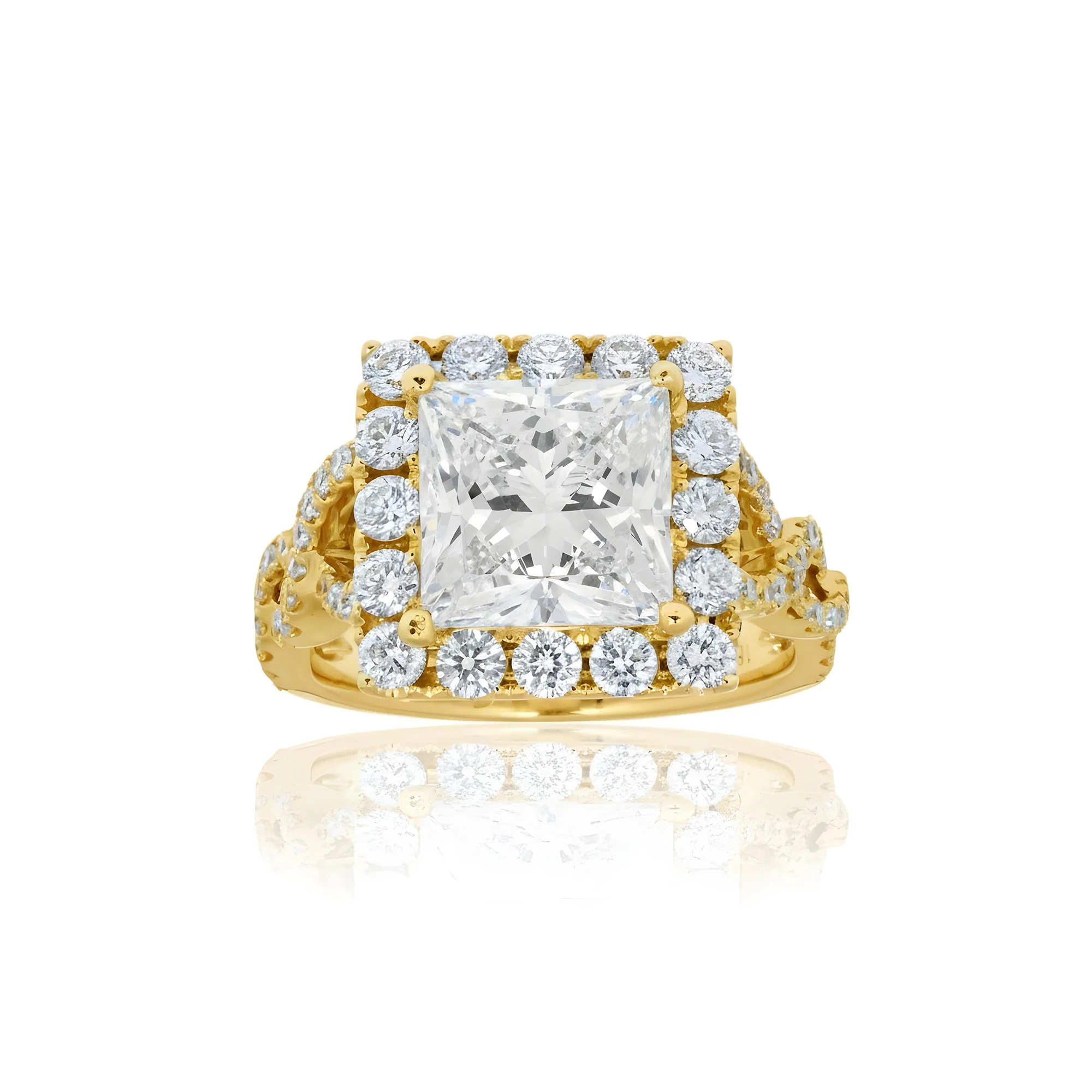 18K White Gold 4ct Princess Cut Diamond Engagement Ring w/ halo 5.32ctw - Image 6