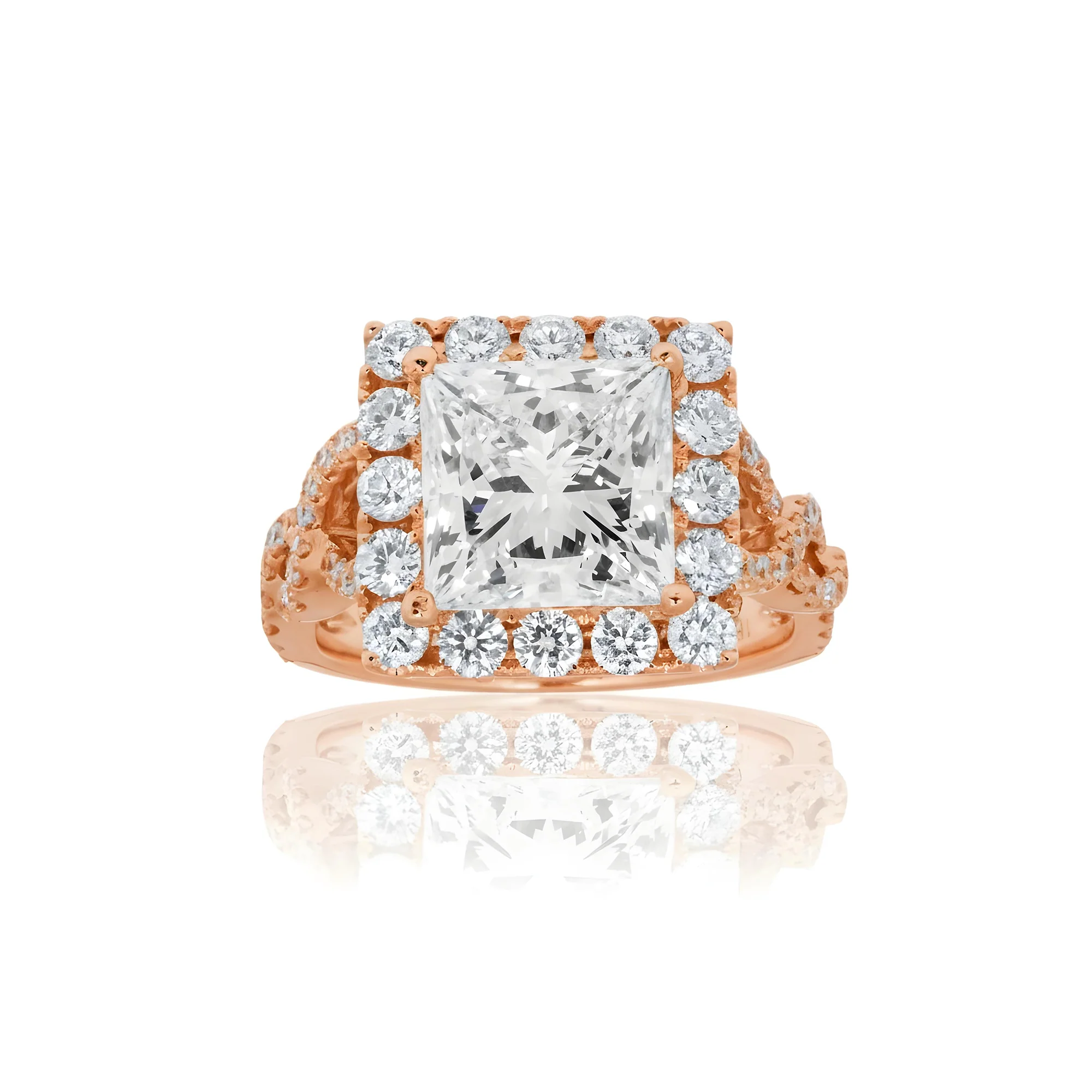 18K White Gold 4ct Princess Cut Diamond Engagement Ring w/ halo 5.32ctw - Image 8