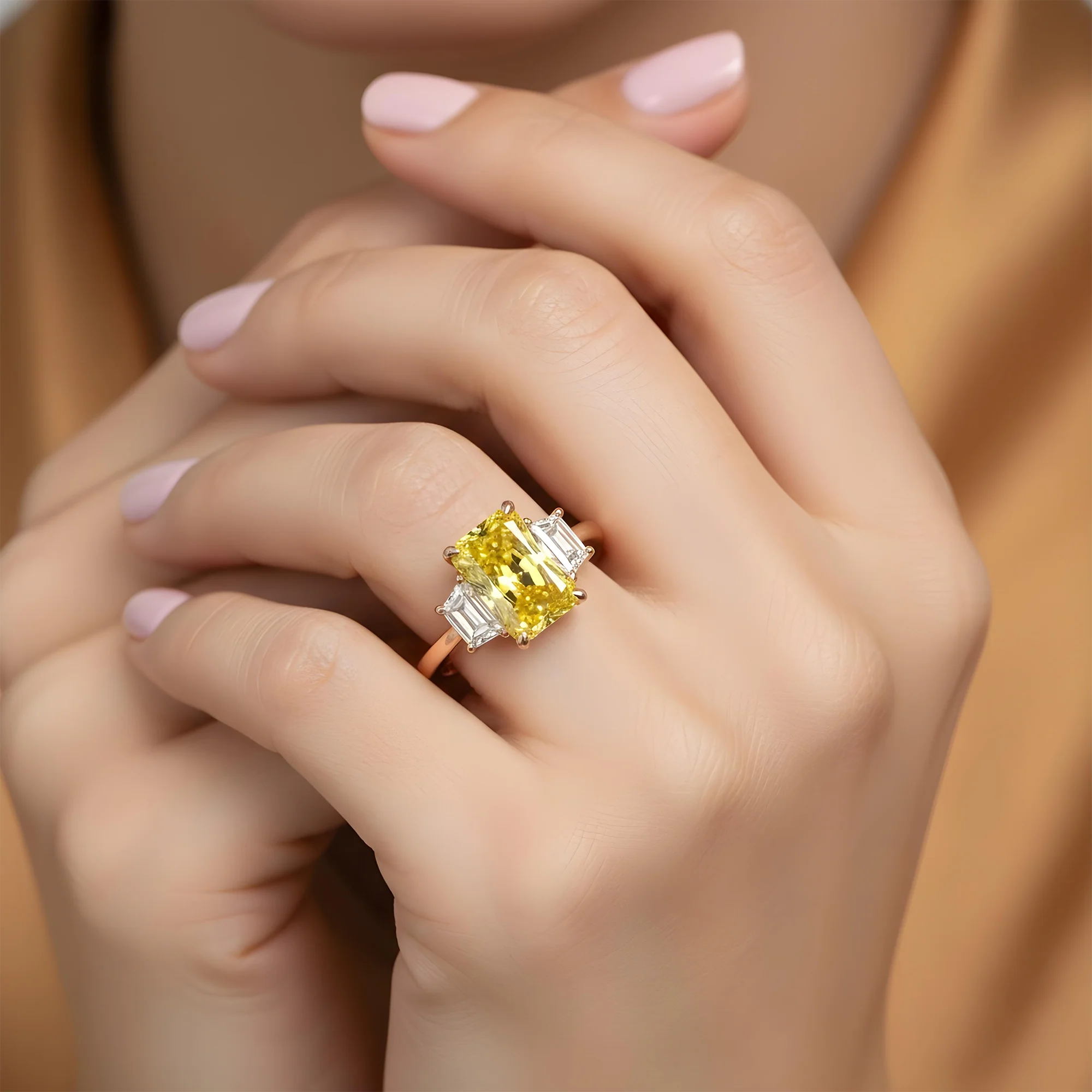 GIA 18K White Gold 4ct Radiant Cut Fancy Vivid Yellow Diamond Ring 5.03ctw - Image 10