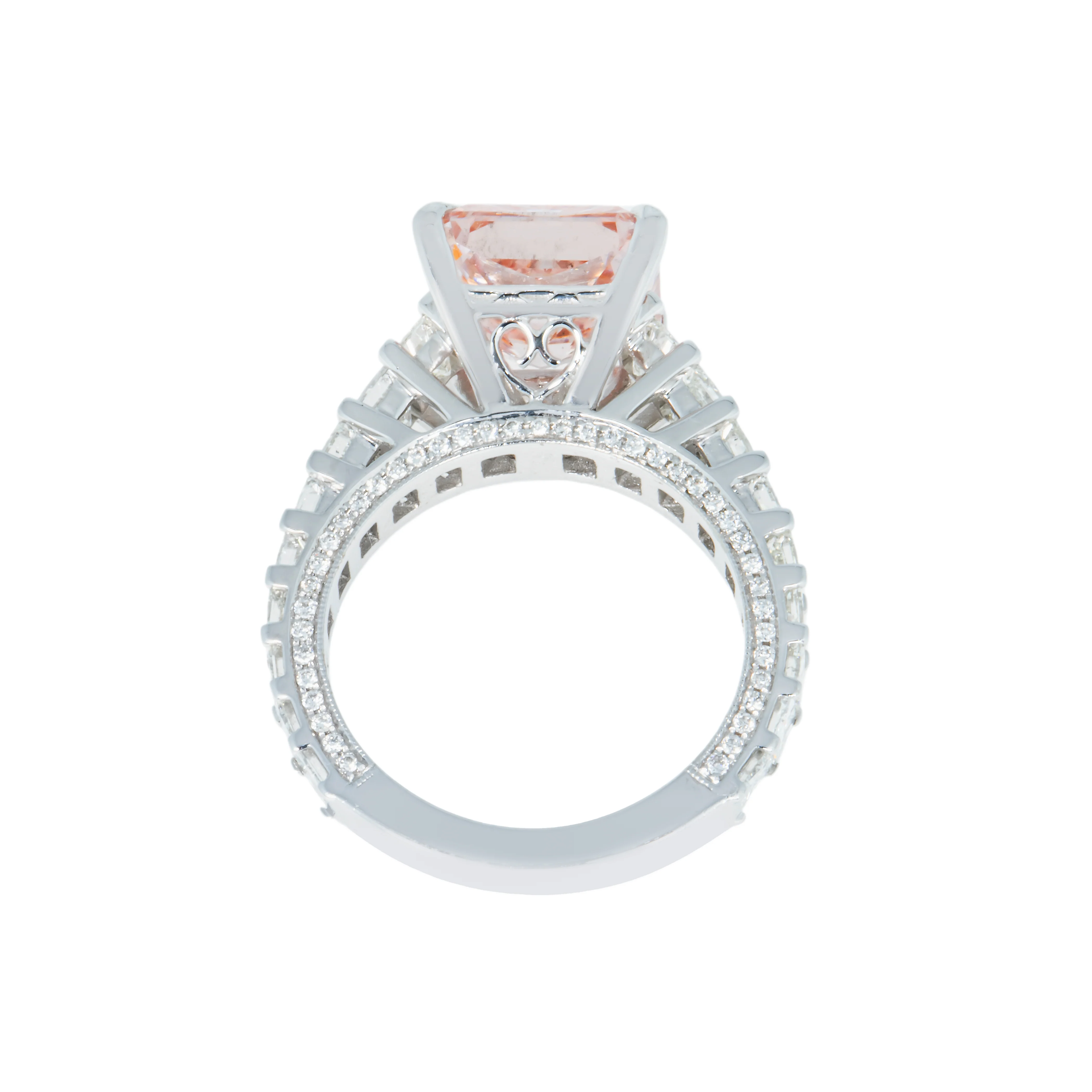 18K White Gold 5.06ct Princess Cut Fancy Vivid Pink Diamond Ring 7.36ctw - Image 4