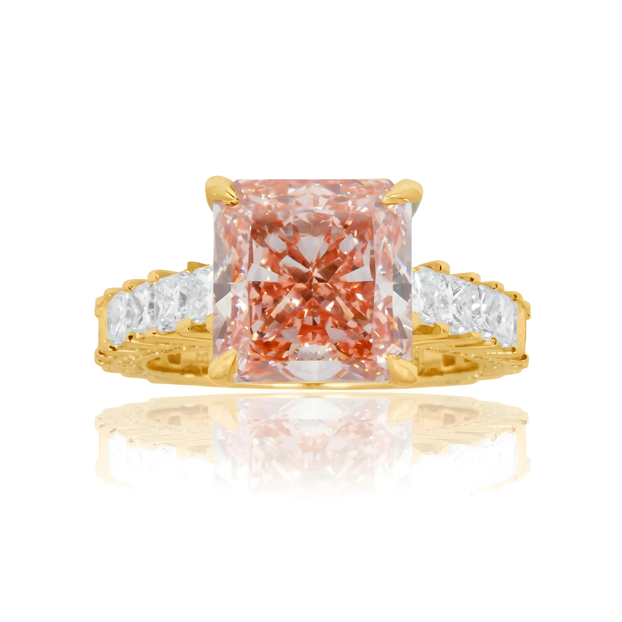18K White Gold 5.06ct Princess Cut Fancy Vivid Pink Diamond Ring 7.36ctw - Image 6
