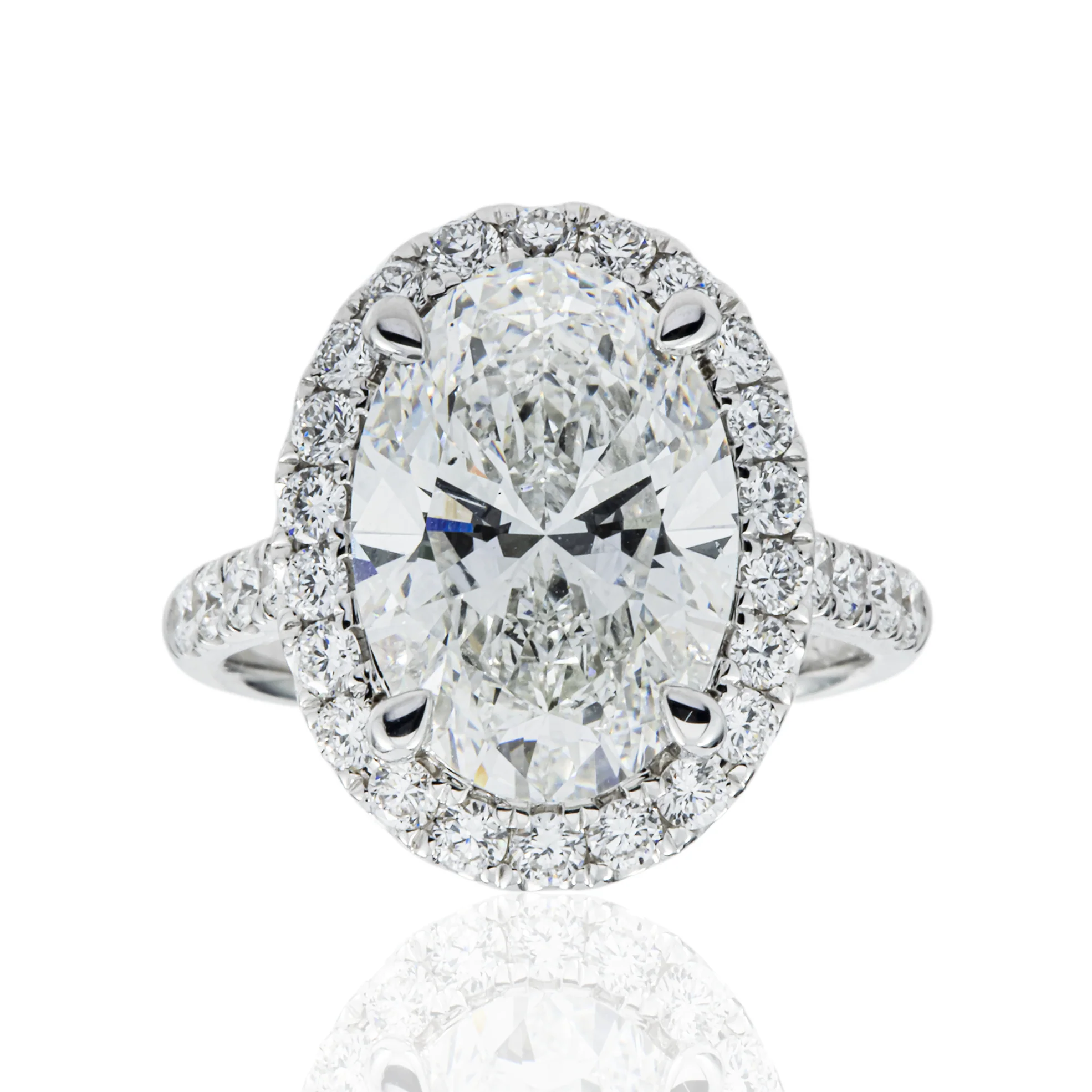 18K White Gold 5.07ct Oval Cut Diamond Engagement Ring 5.97ctw
