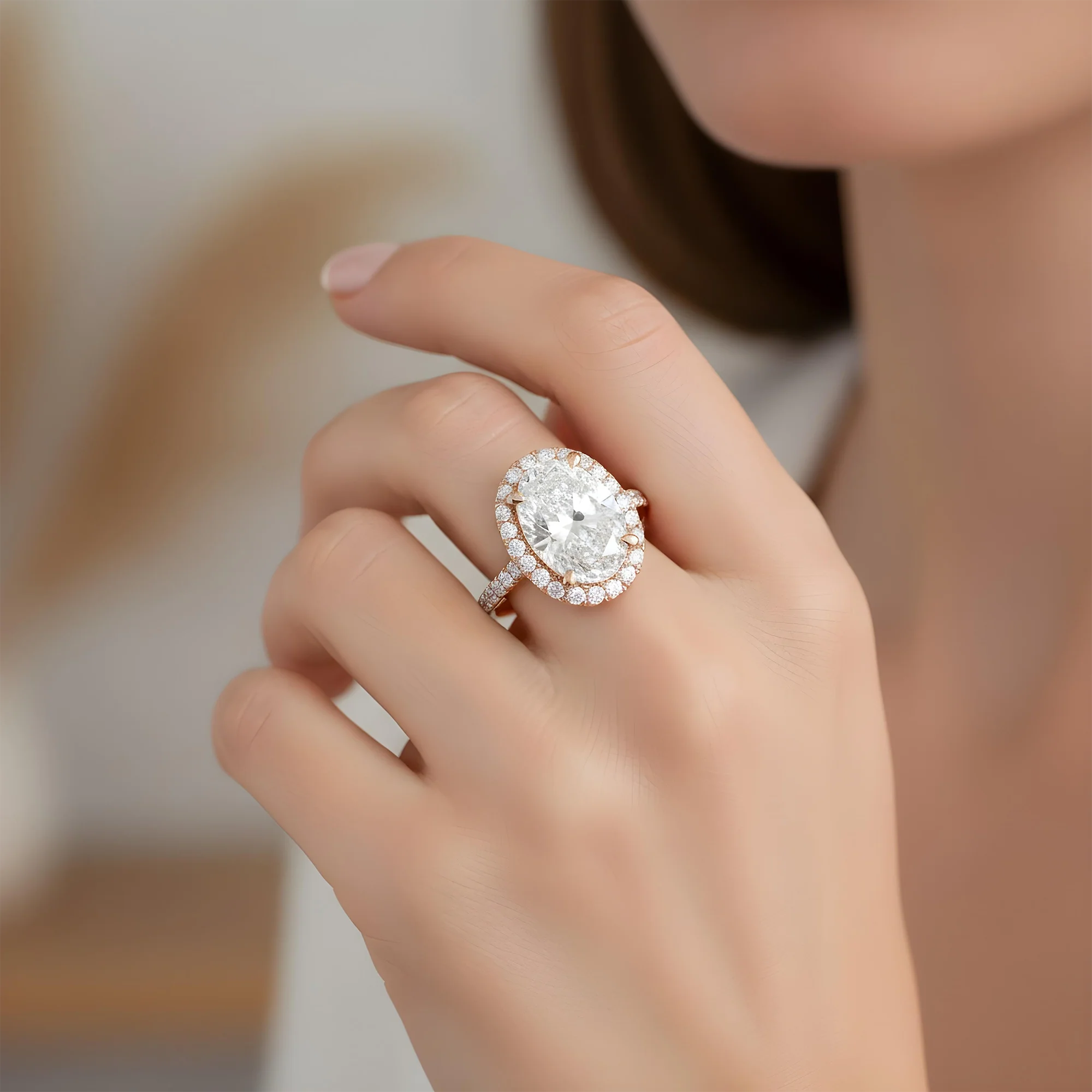 18K White Gold 5.07ct Oval Cut Diamond Engagement Ring 5.97ctw - Image 10