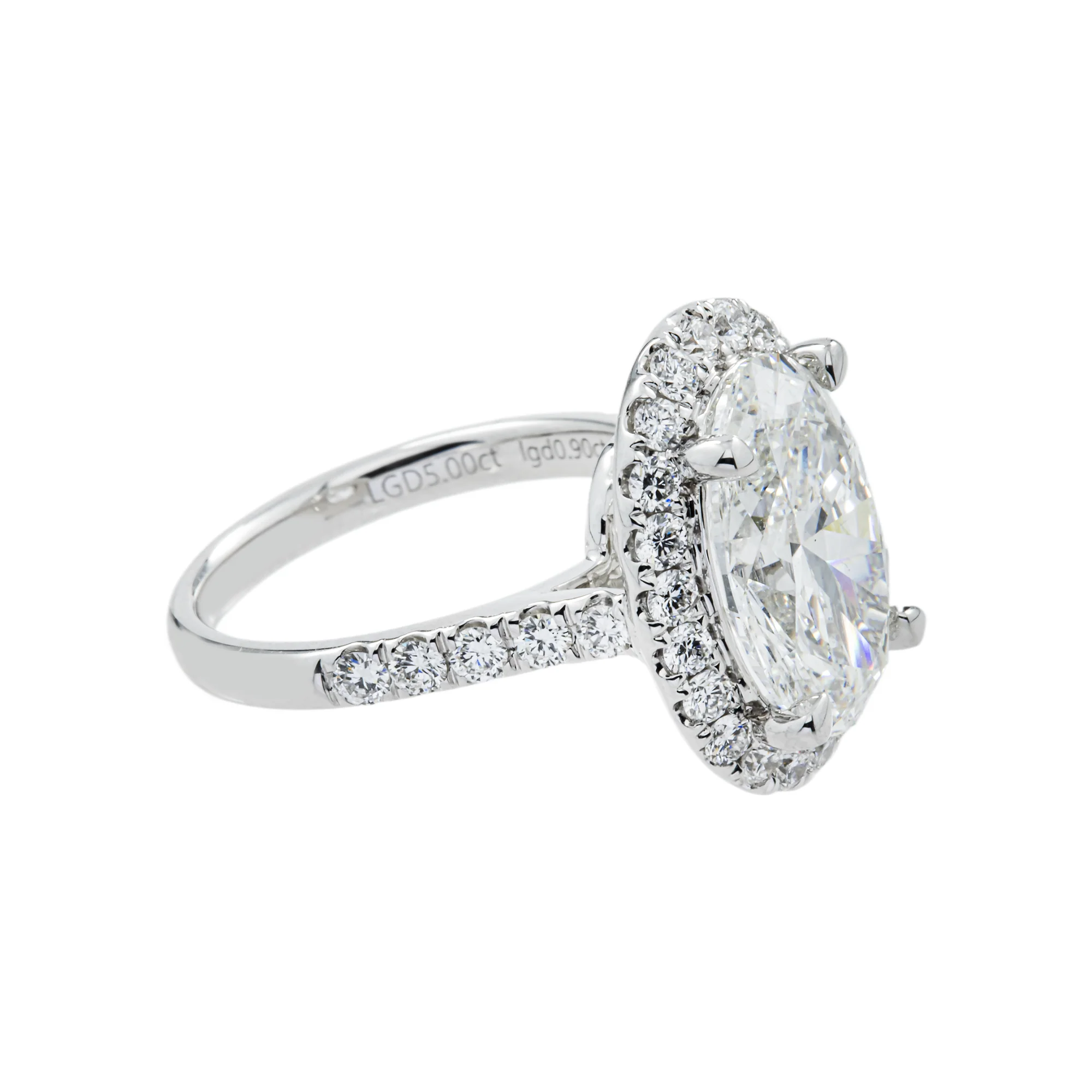 18K White Gold 5.07ct Oval Cut Diamond Engagement Ring 5.97ctw - Image 4