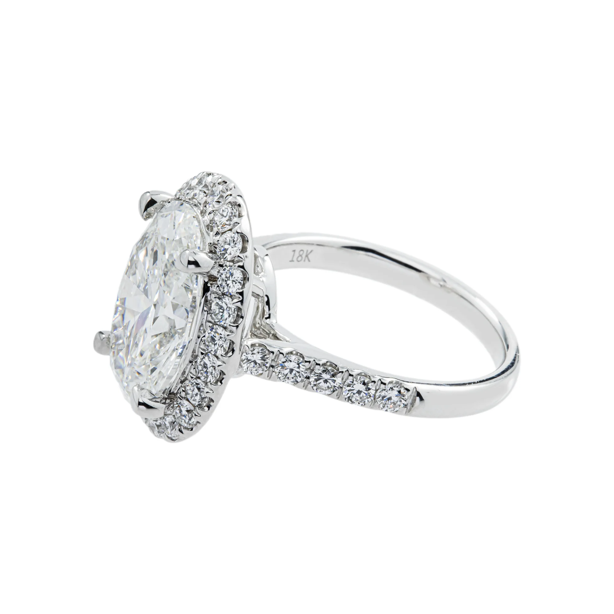 18K White Gold 5.07ct Oval Cut Diamond Engagement Ring 5.97ctw - Image 6