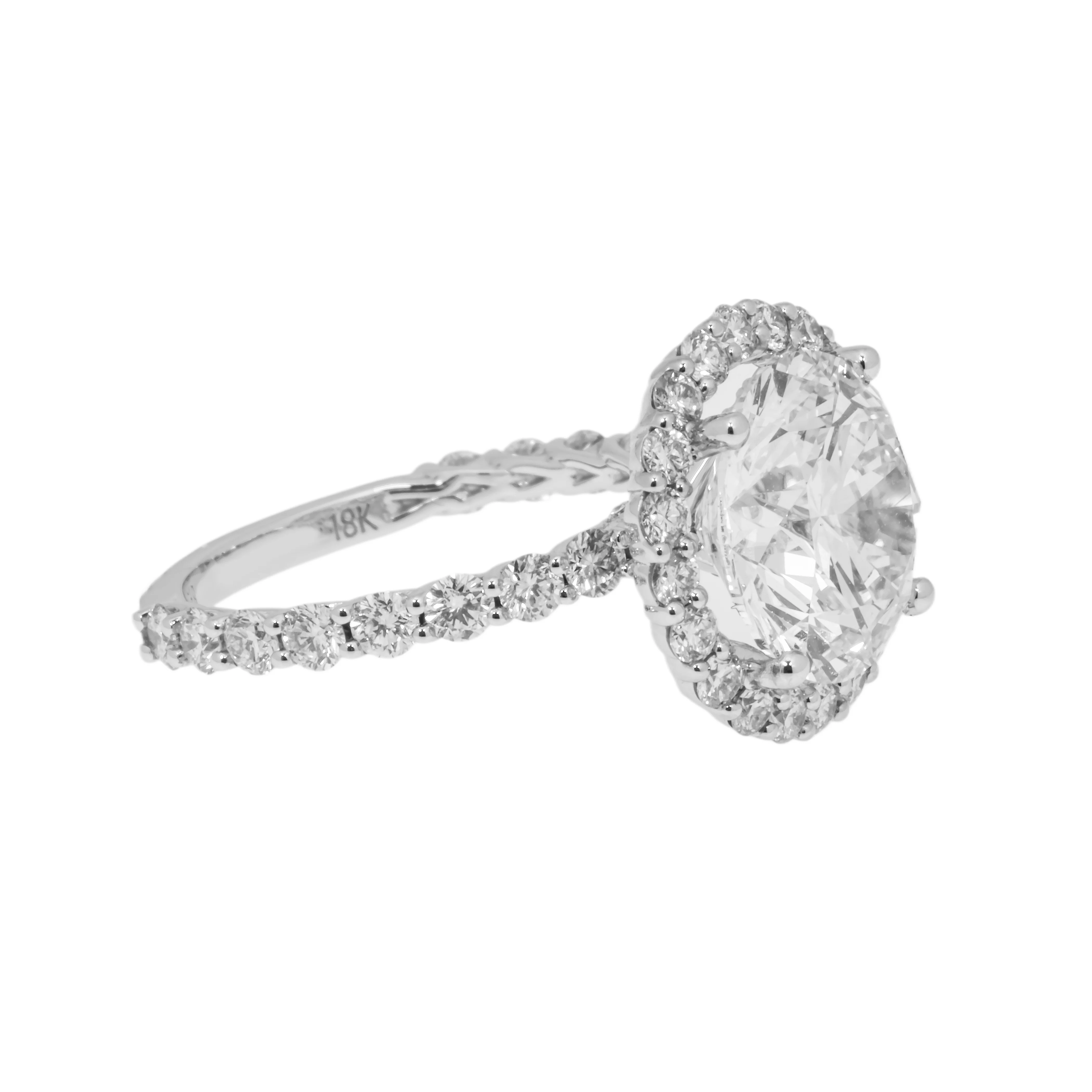 18K White Gold 5.11ct Round Cut Diamond Engagement Ring 6.67ctw - Image 4