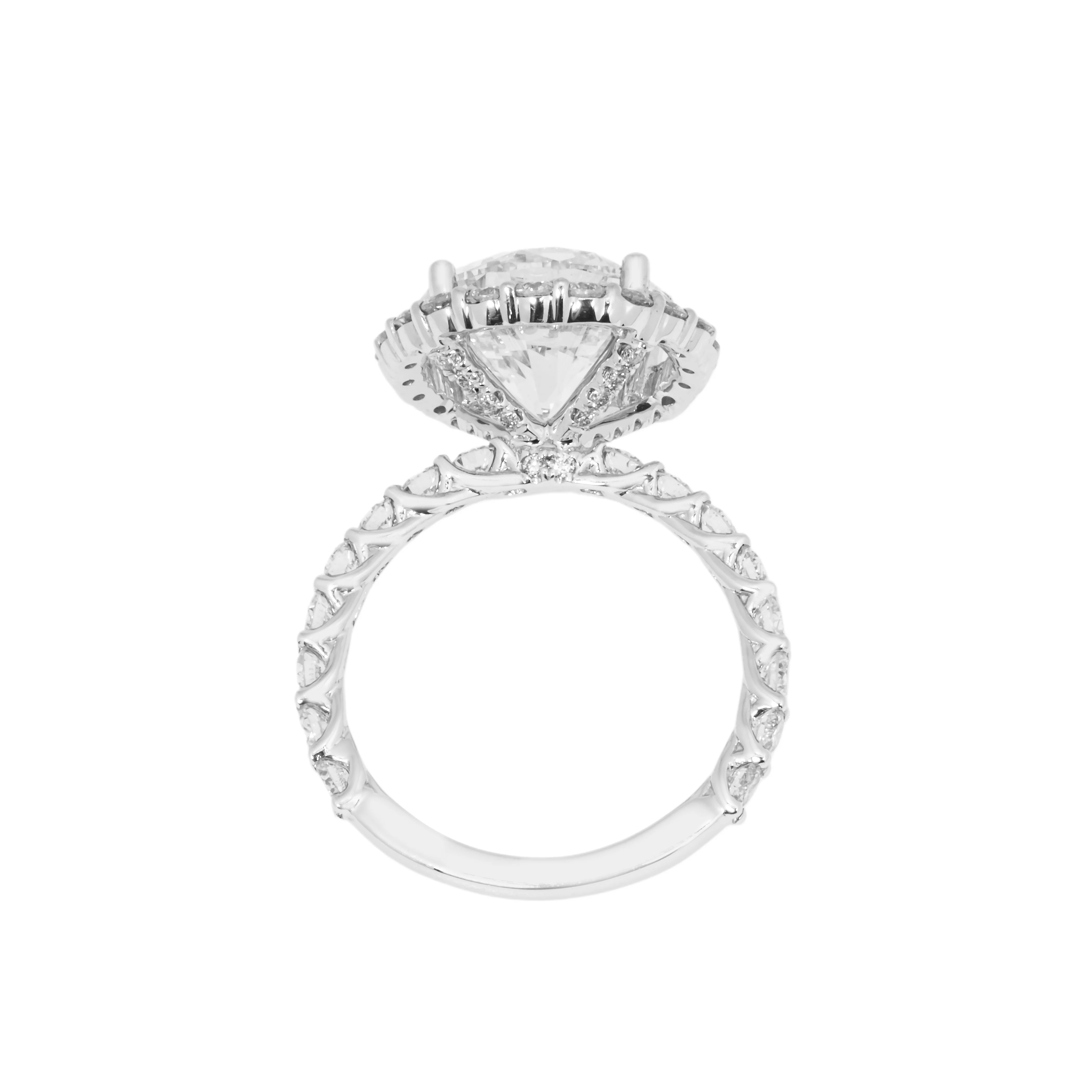 18K White Gold 5.11ct Round Cut Diamond Engagement Ring 6.67ctw - Image 5