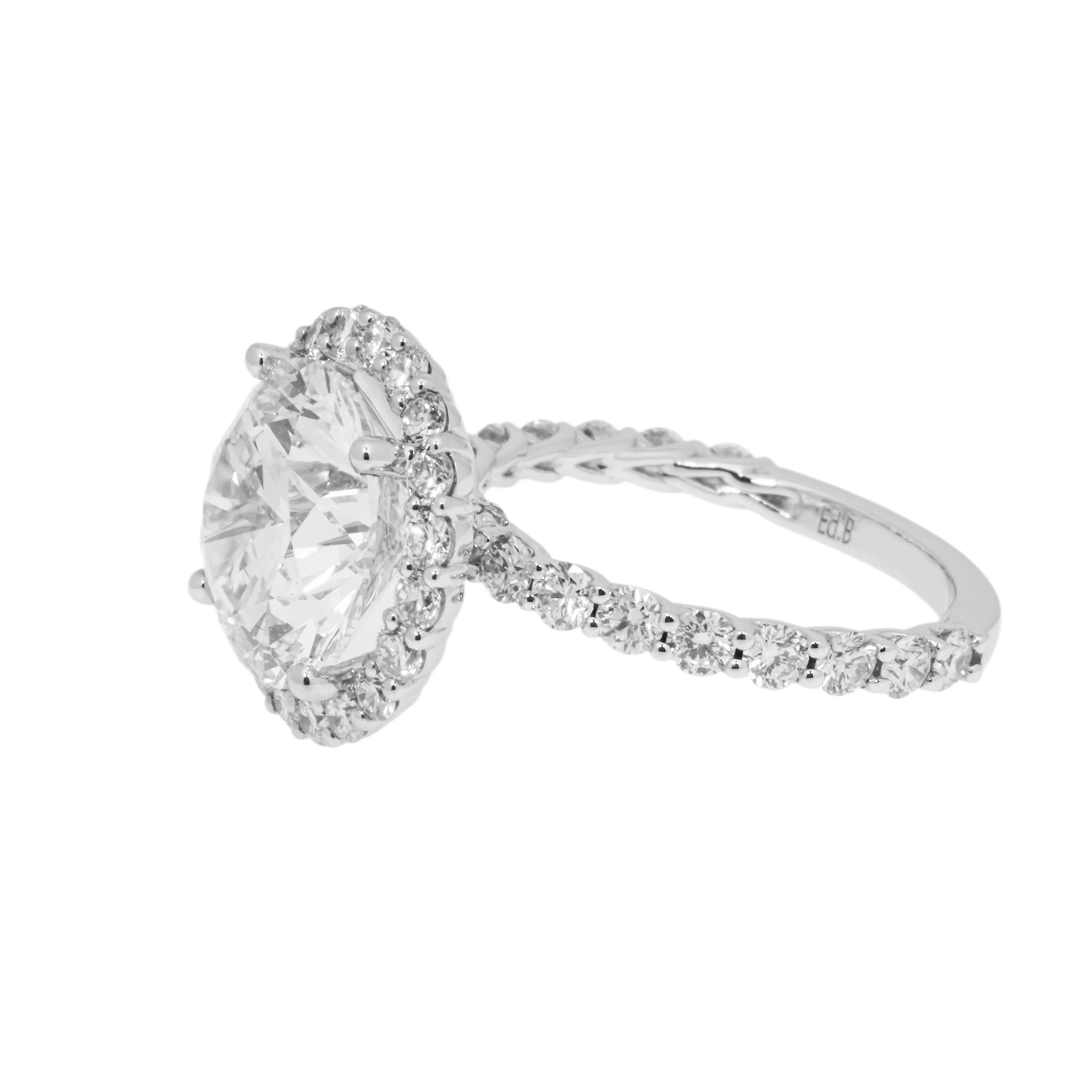 18K White Gold 5.11ct Round Cut Diamond Engagement Ring 6.67ctw - Image 6