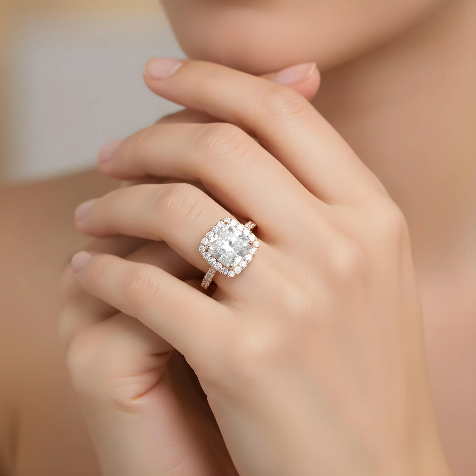 GIA 18K White Gold 5.20ct Square Radiant Cut Diamond Engagement Ring 6.89ctw - Image 10