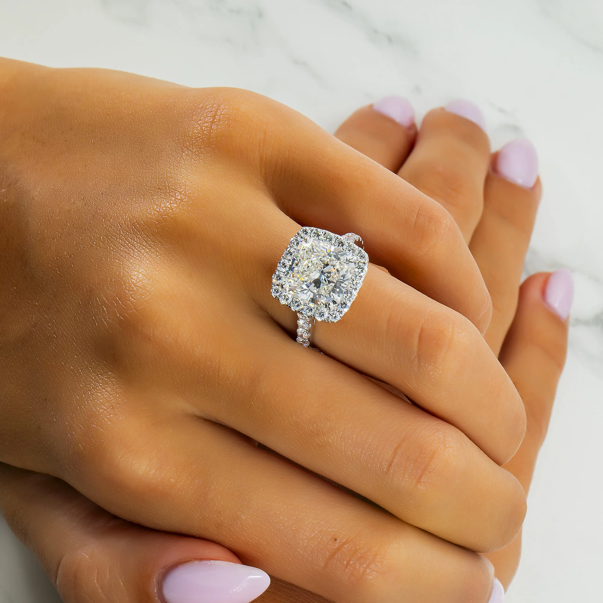 GIA 18K White Gold 5.20ct Square Radiant Cut Diamond Engagement Ring 6.89ctw - Image 3