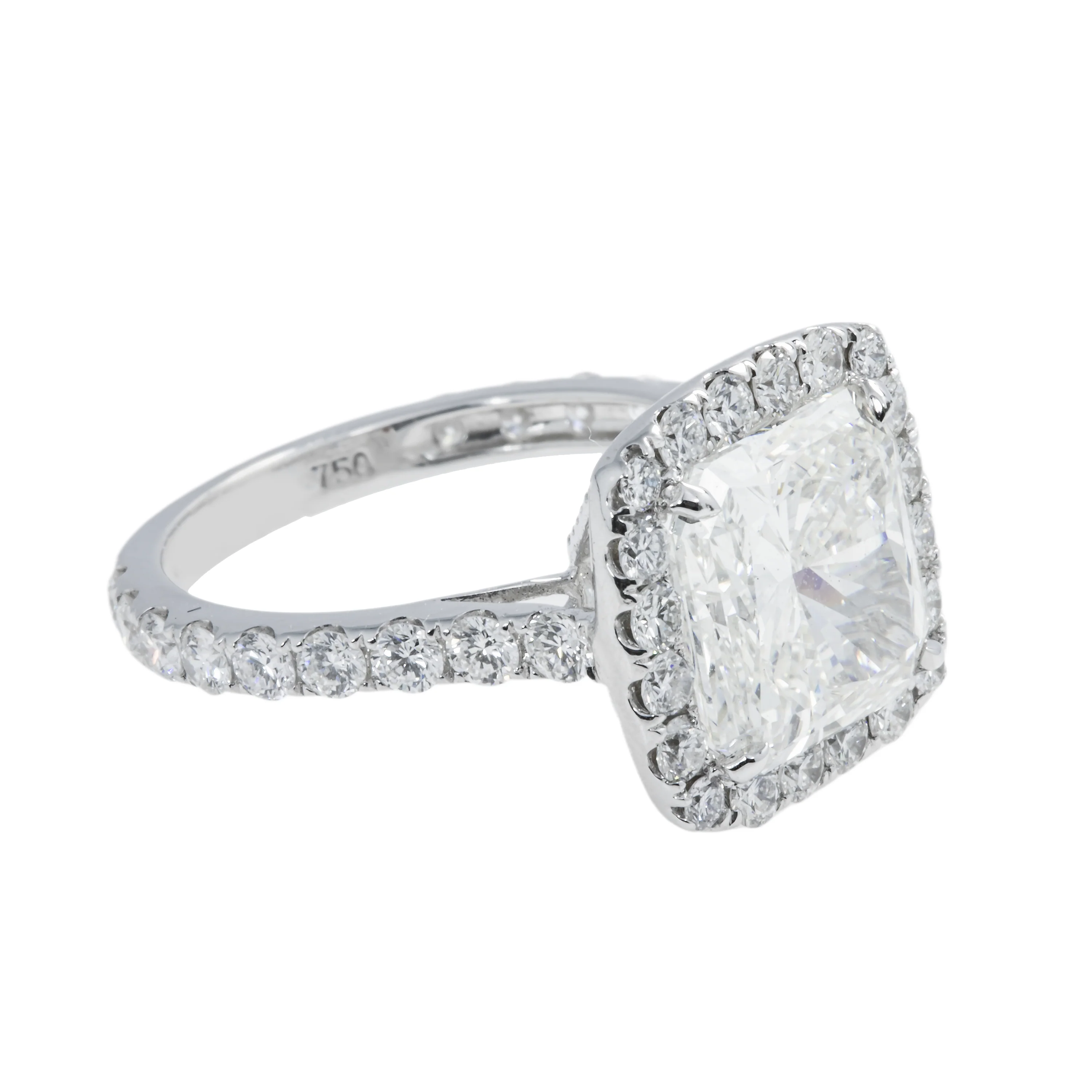 GIA 18K White Gold 5.20ct Square Radiant Cut Diamond Engagement Ring 6.89ctw - Image 4