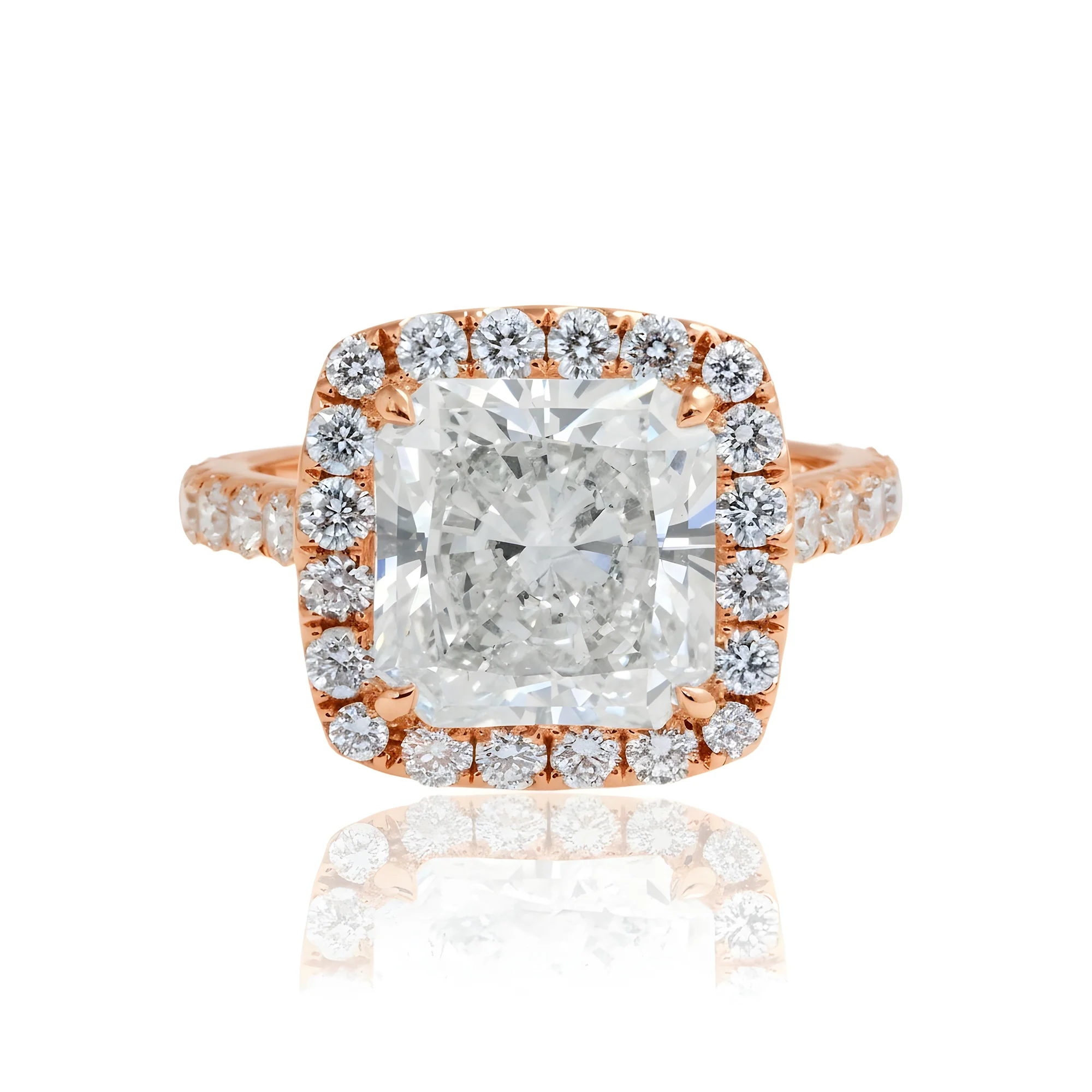 GIA 18K White Gold 5.20ct Square Radiant Cut Diamond Engagement Ring 6.89ctw - Image 9