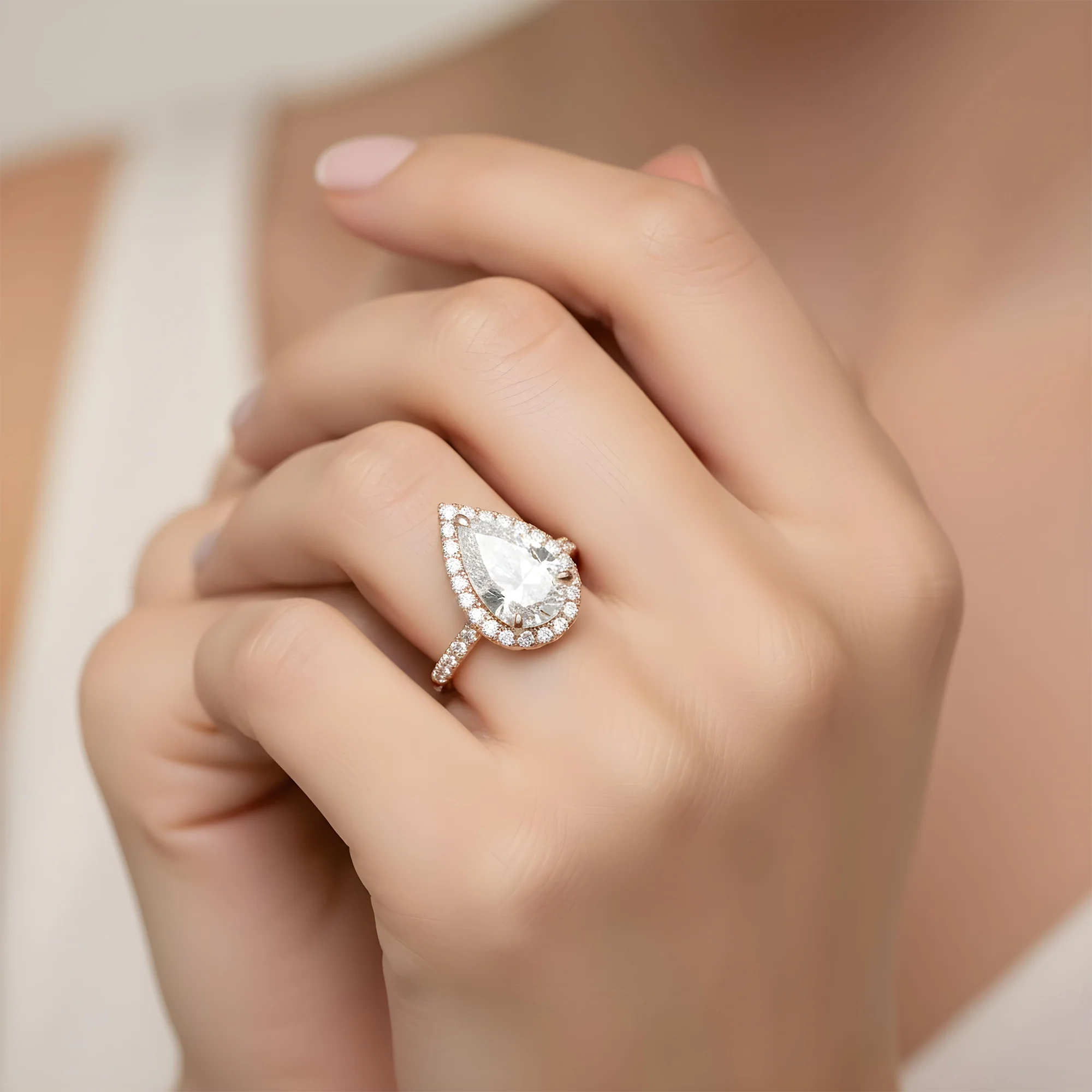 18K White Gold 5.50ct Pear Cut Diamond Engagement Ring 6.39ctw - Image 10