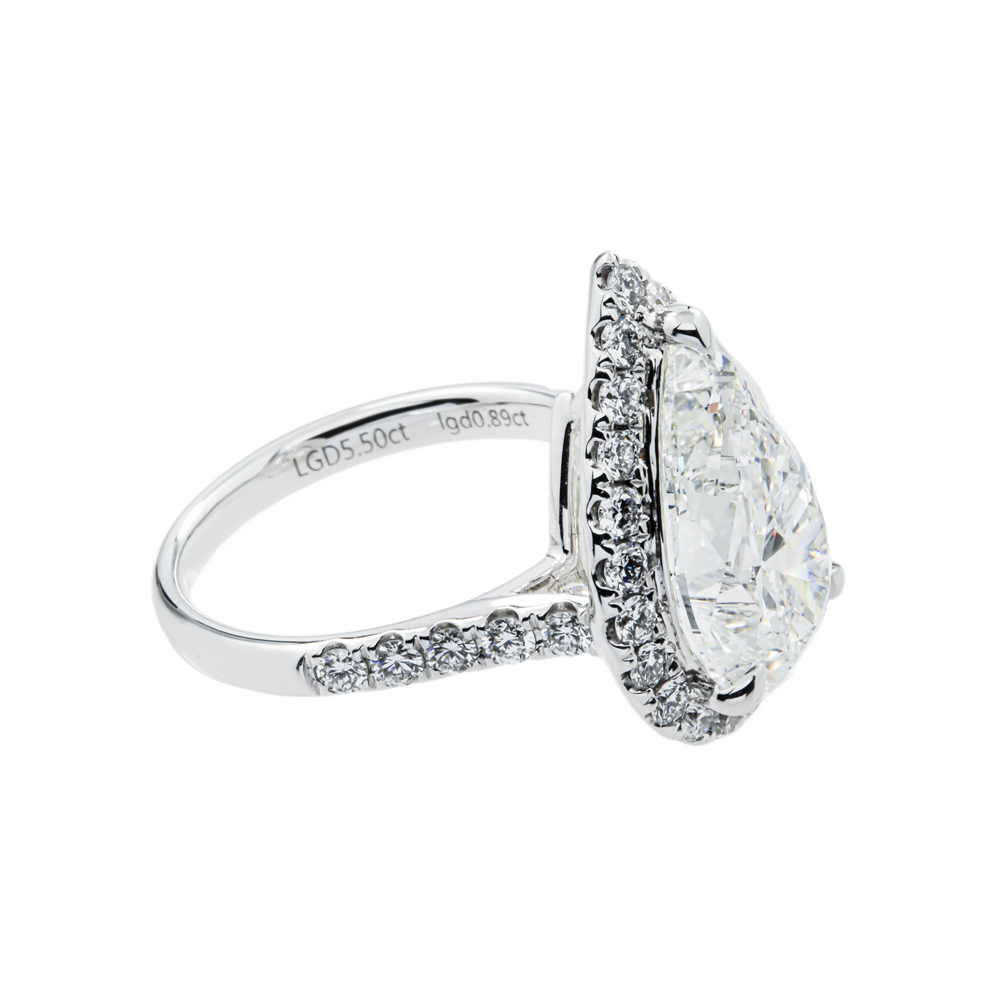 18K White Gold 5.50ct Pear Cut Diamond Engagement Ring 6.39ctw - Image 4