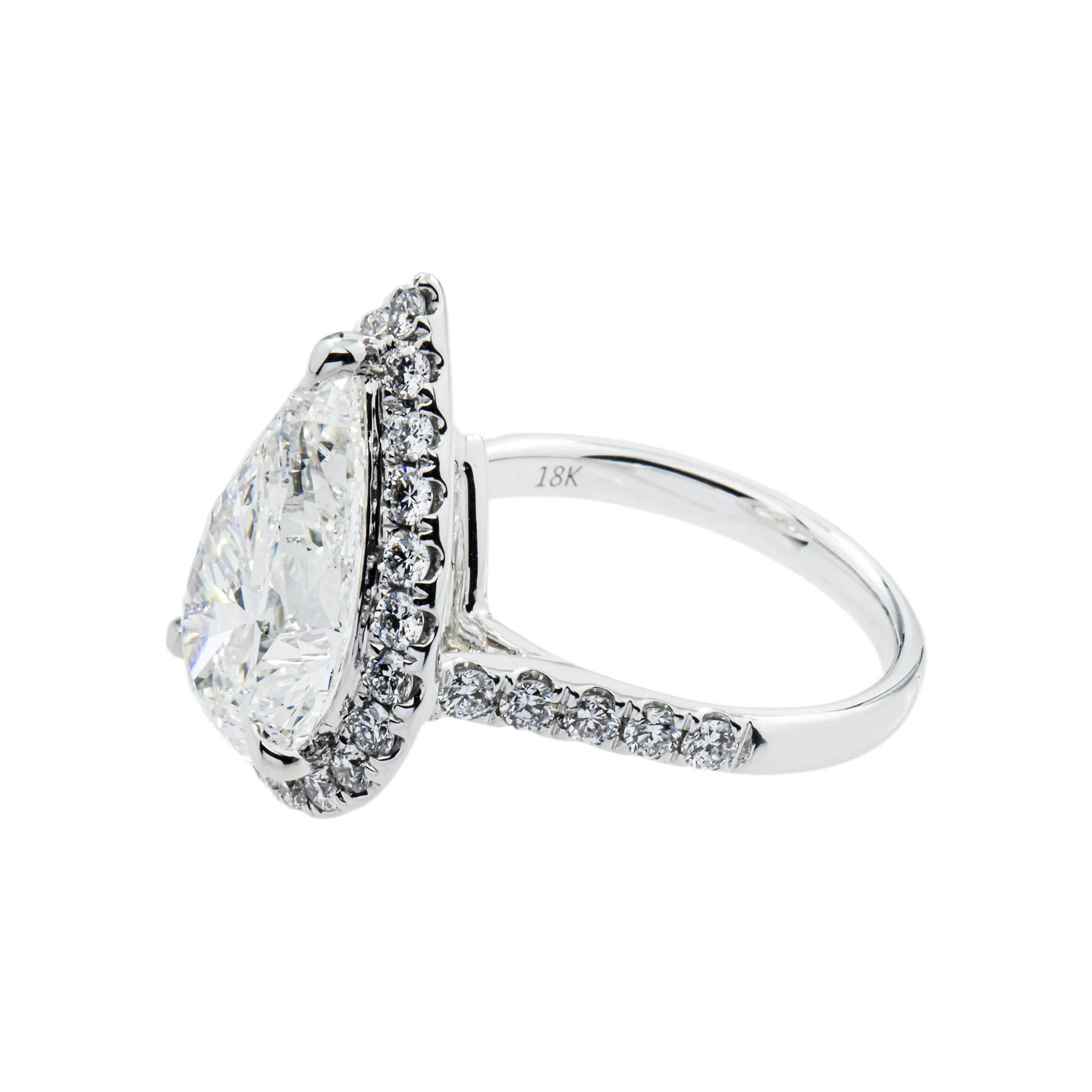 18K White Gold 5.50ct Pear Cut Diamond Engagement Ring 6.39ctw - Image 6