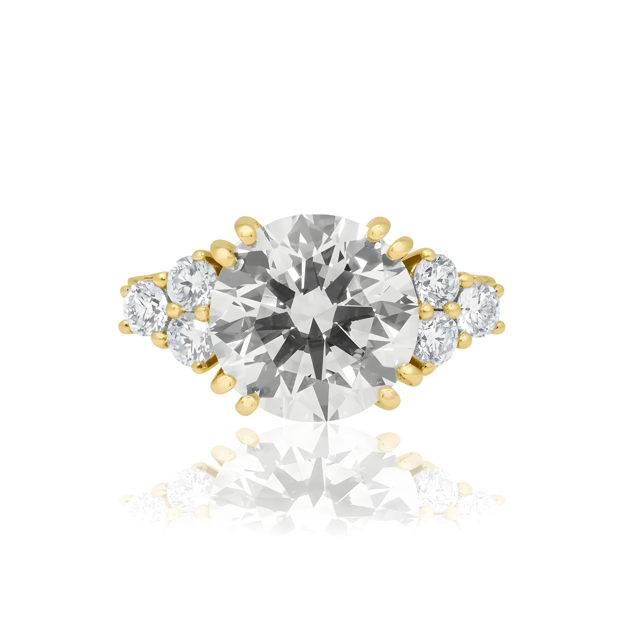 GIA 18K White Gold 5.62ct Round Cut Triple Diamond Engagement Ring 7.47ctw - Image 7