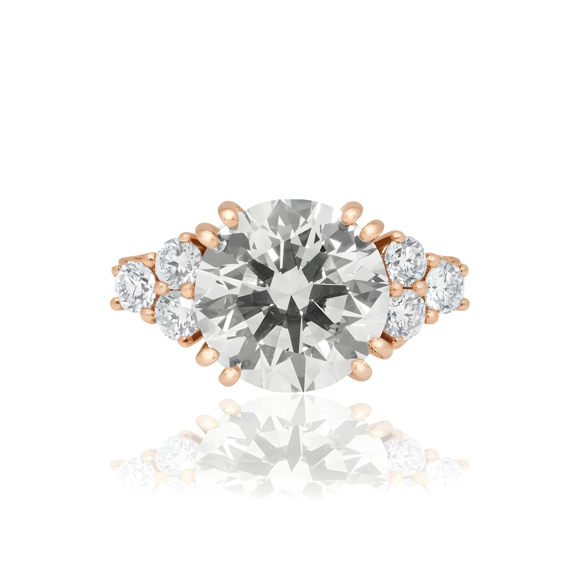 GIA 18K White Gold 5.62ct Round Cut Triple Diamond Engagement Ring 7.47ctw - Image 9