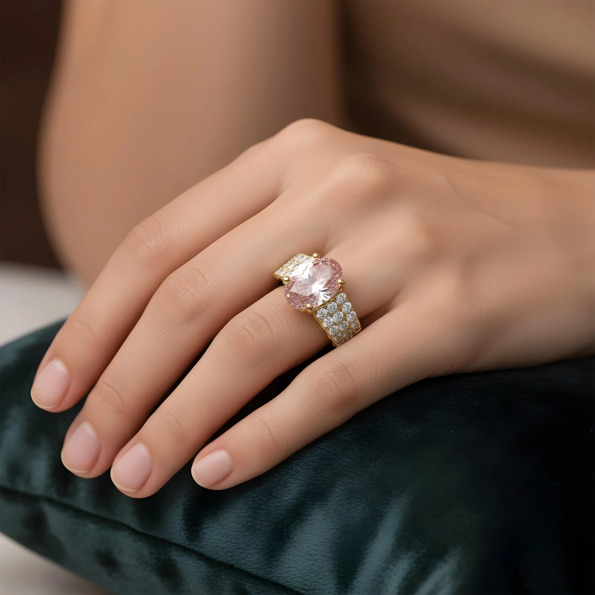 18K White Gold 5ct Oval Cut Fancy Vivid Pink Diamond Ring 7.83ctw - Image 8