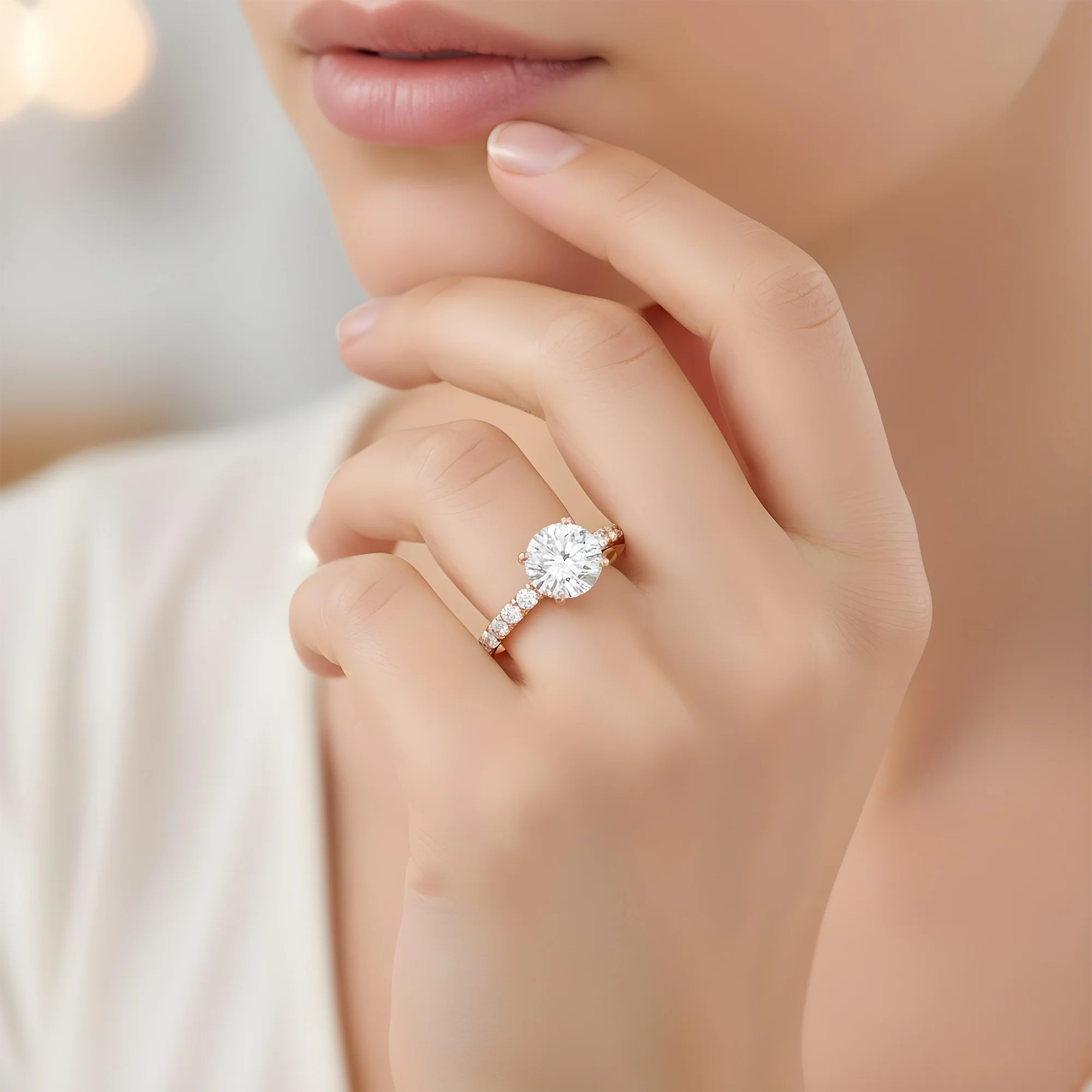 18K White Gold 5ct Round Diamond Engagement Ring 7.02ctw - Image 10