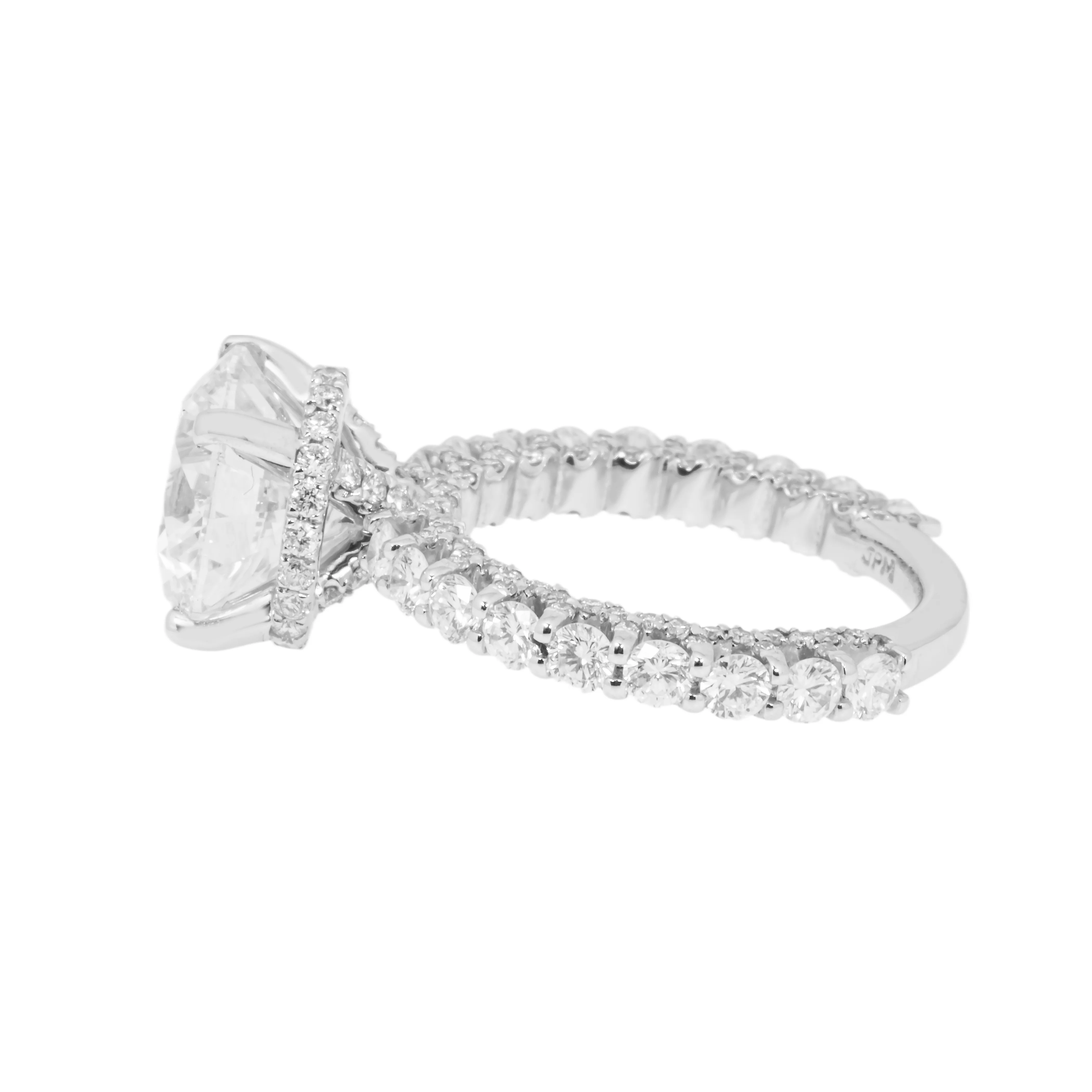 18K White Gold 5ct Round Diamond Engagement Ring 7.02ctw - Image 4